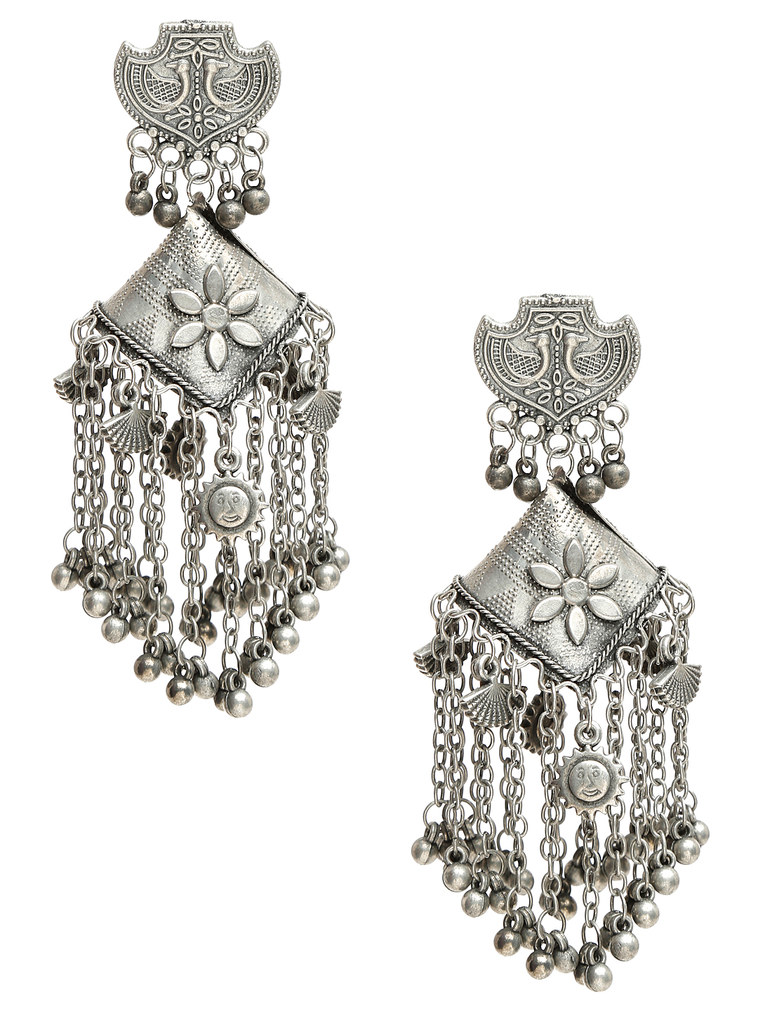 YouBella Jewellery Celebrity Inspired Oxidised Silver Big Size Jhumki Earrings for Girls and Women (Style 2)