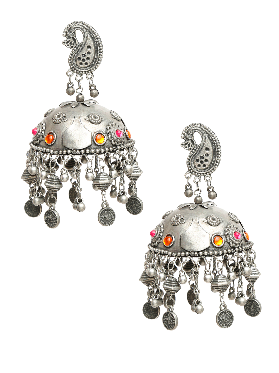 YouBella Jewellery Celebrity Inspired Oxidised Silver Big Size Jhumki Earrings for Girls and Women (Style 3)