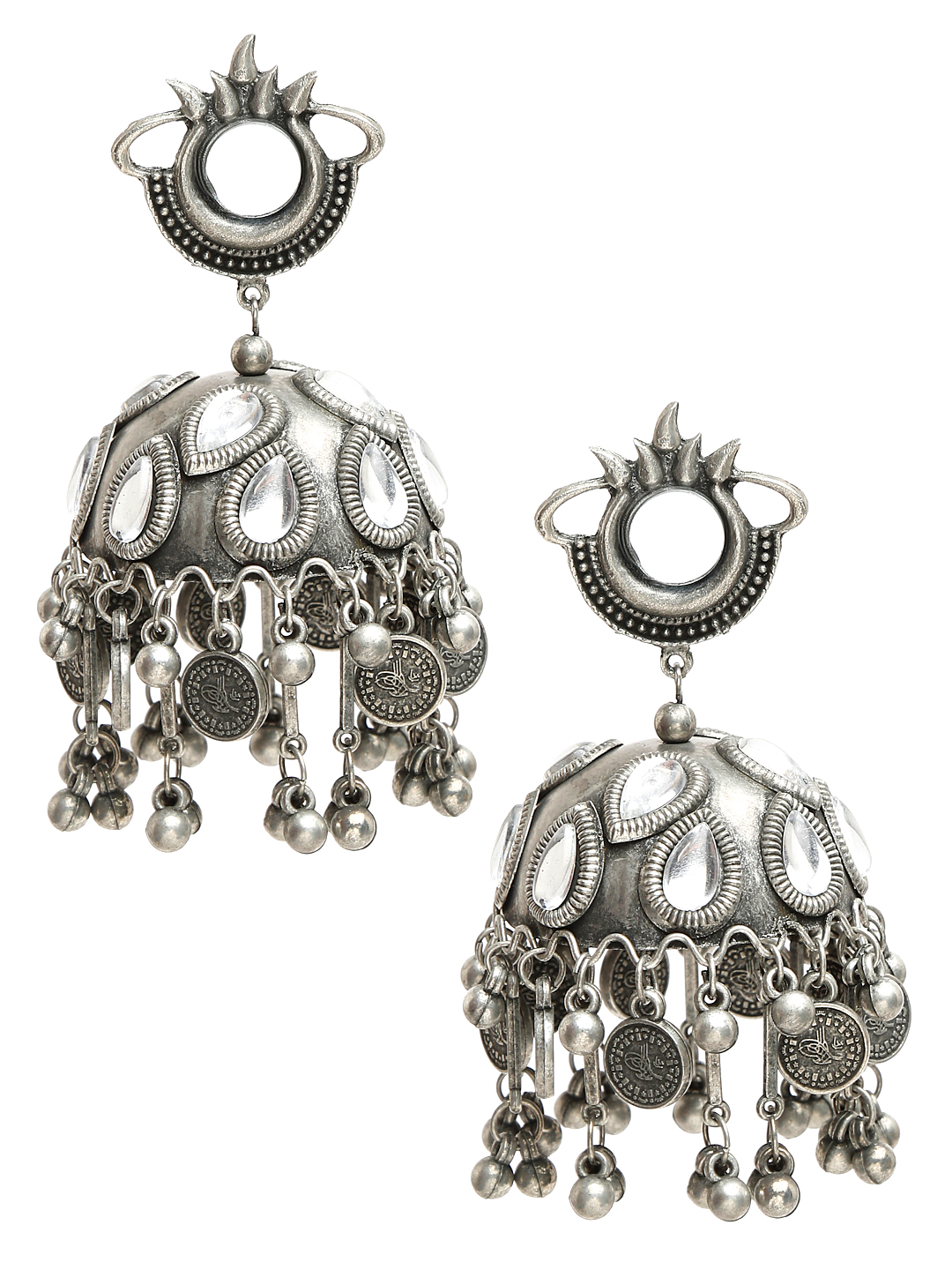 YouBella Jewellery Celebrity Inspired Oxidised Silver Big Size Jhumki Earrings for Girls and Women (Style 4)