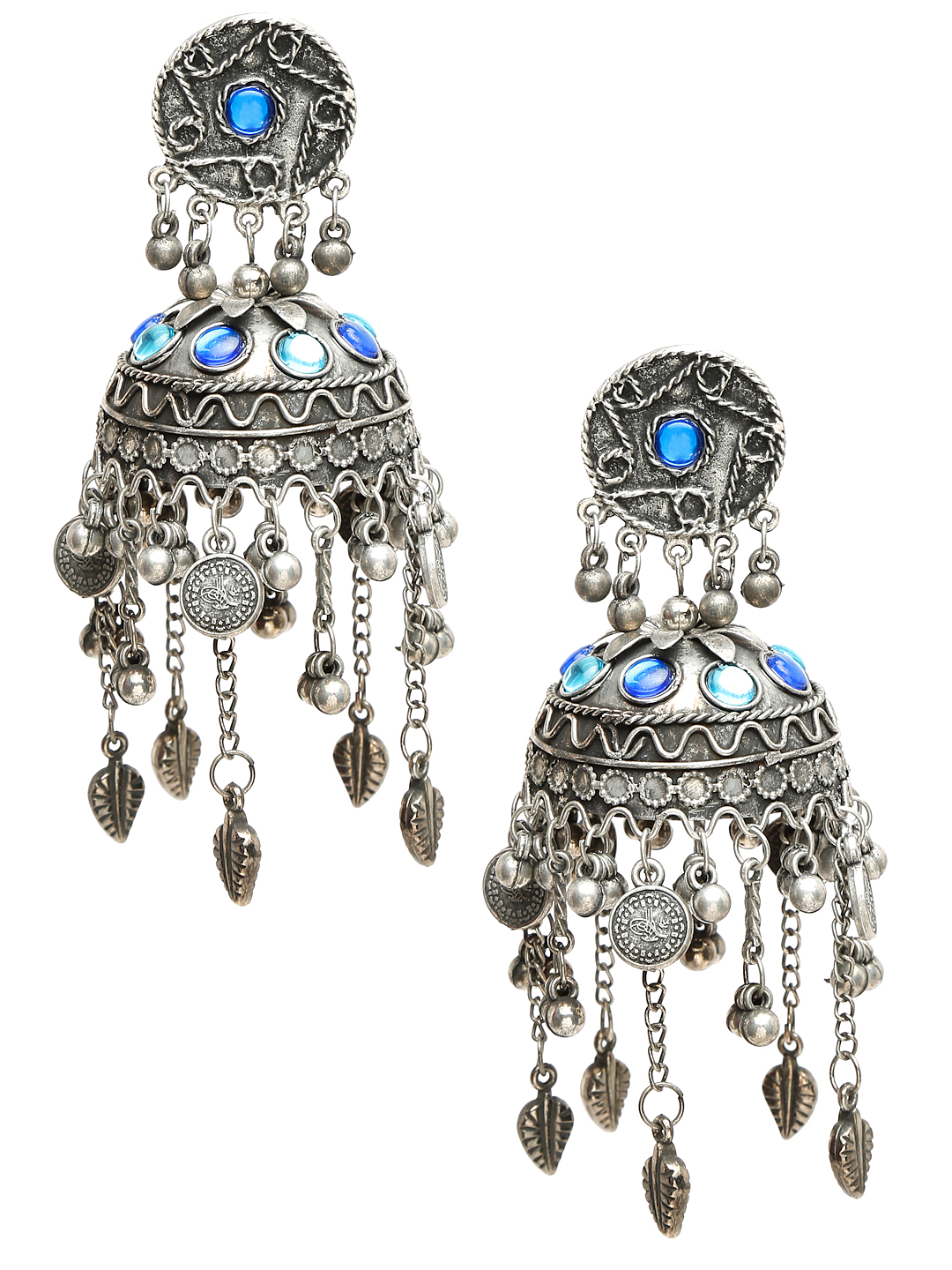 YouBella Jewellery Celebrity Inspired Oxidised Silver Big Size Jhumki Earrings for Girls and Women (Style 2)
