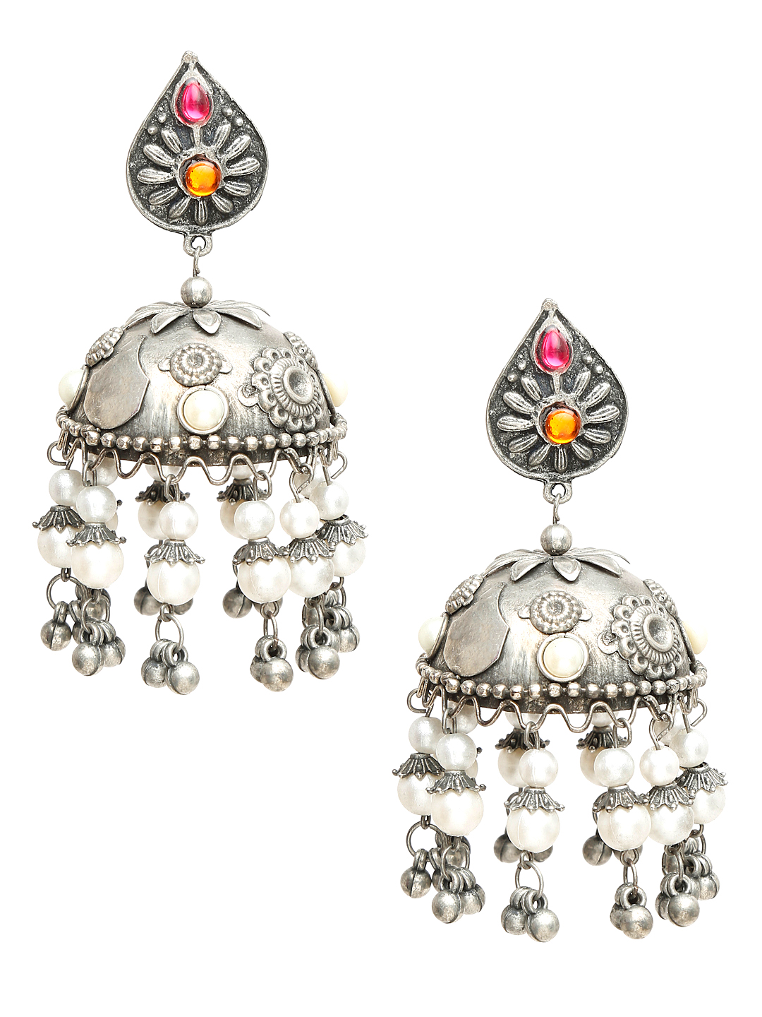 YouBella Jewellery Celebrity Inspired Oxidised Silver Big Size Jhumki Earrings for Girls and Women (Style 3)