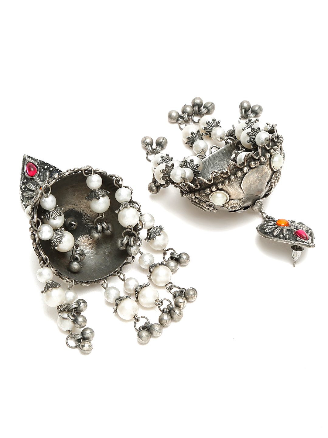 YouBella Jewellery Celebrity Inspired Oxidised Silver Big Size Jhumki Earrings for Girls and Women (Style 3)