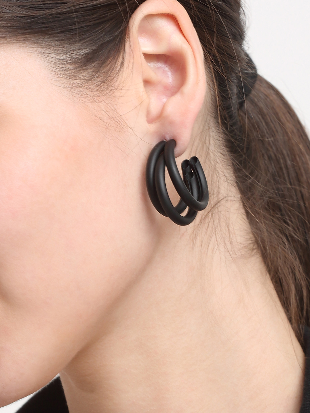 YouBella Jewellery Celebrity Inspired Black Huggie Earrings for Girls and Women (Black)