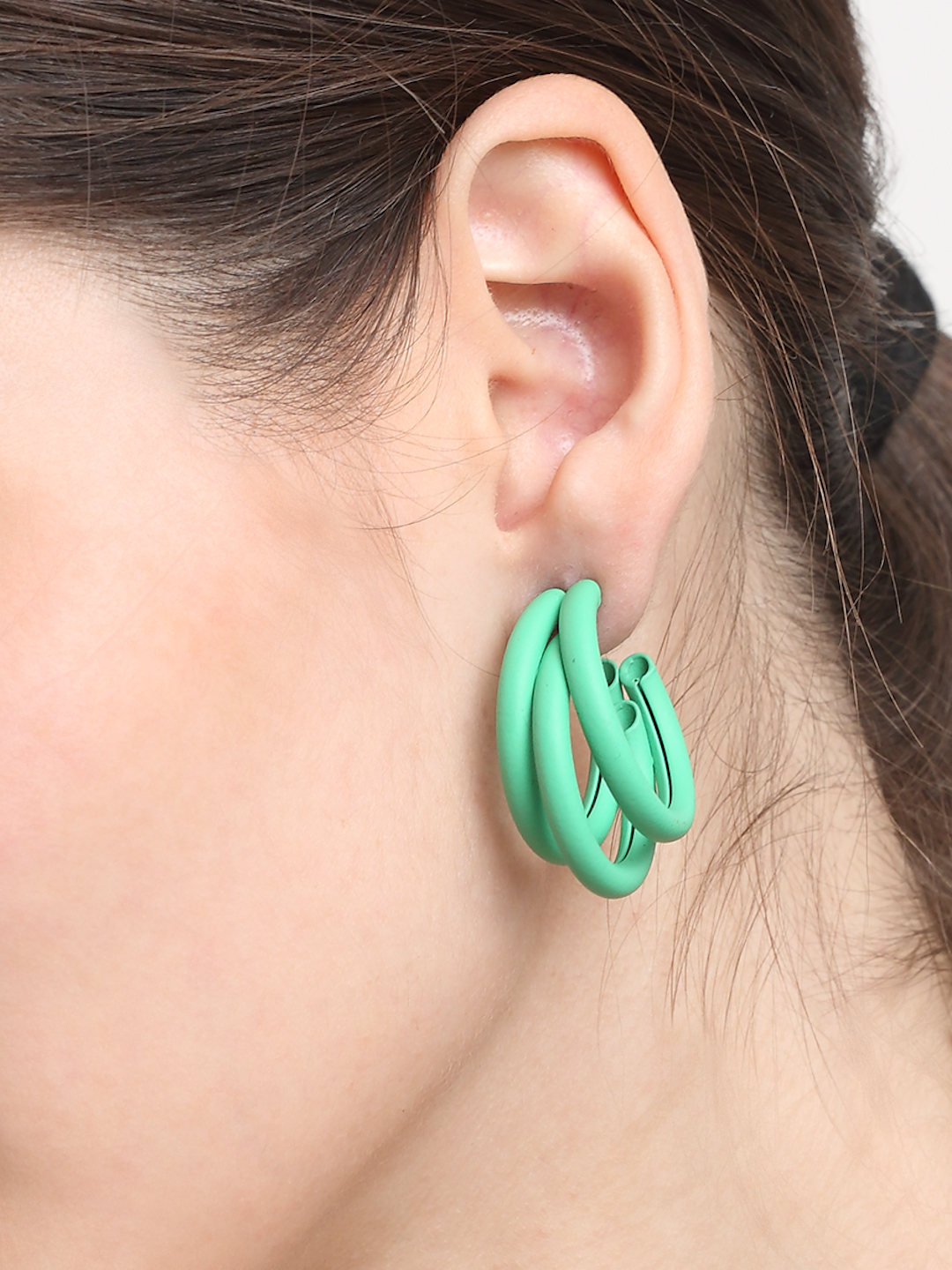 YouBella Jewellery Celebrity Inspired Black Huggie Earrings for Girls and Women (Green)