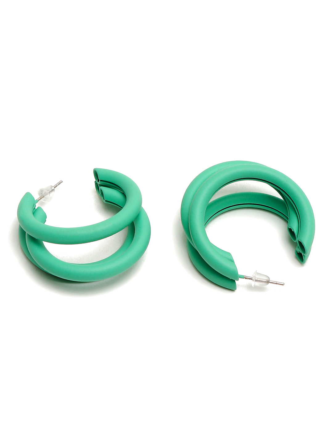 YouBella Jewellery Celebrity Inspired Black Huggie Earrings for Girls and Women (Green)