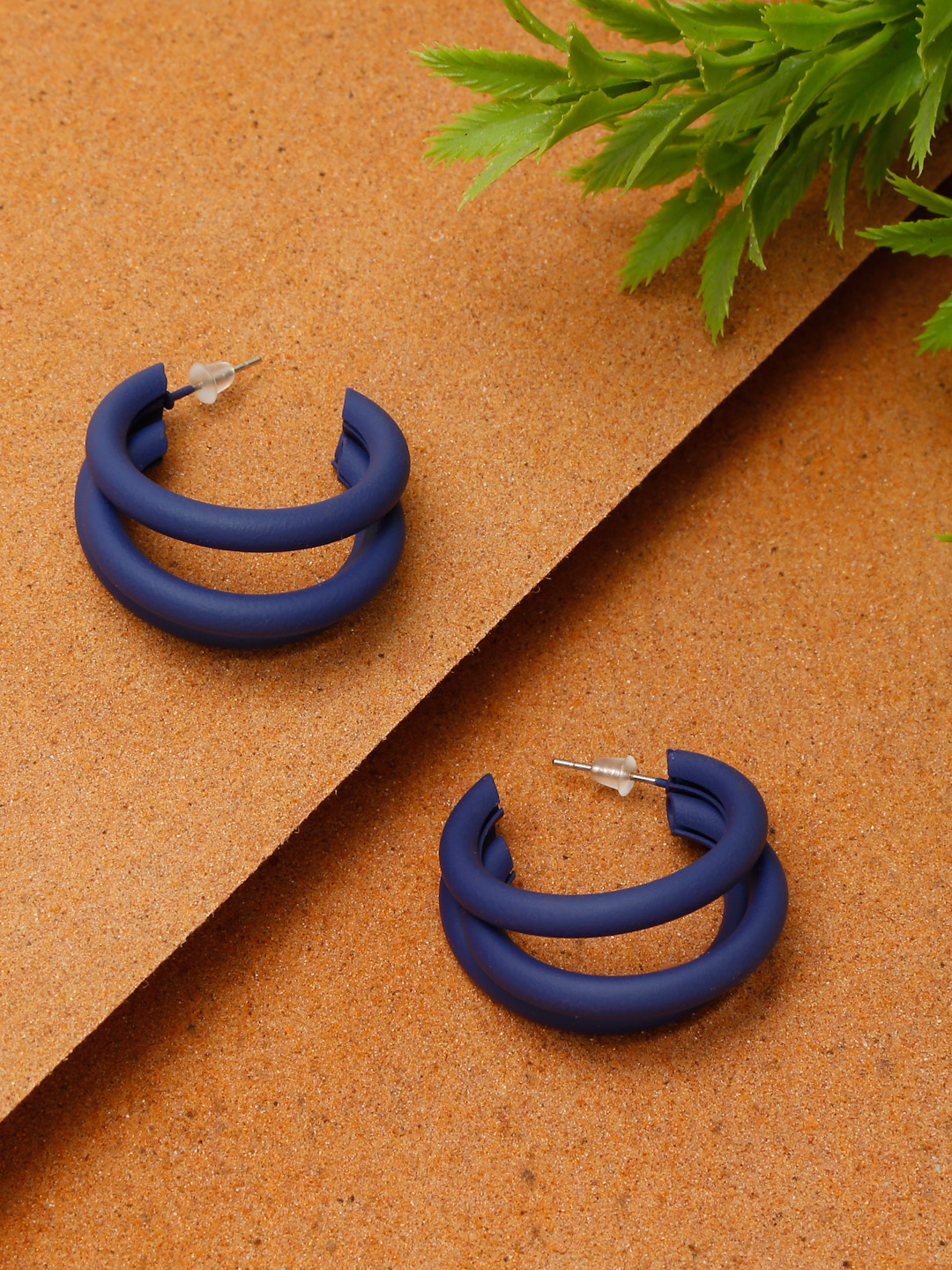 YouBella Jewellery Celebrity Inspired Black Huggie Earrings for Girls and Women (Blue)