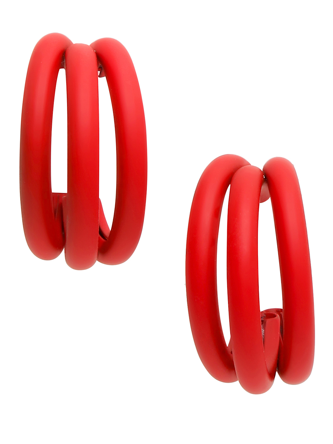 YouBella Jewellery Celebrity Inspired Black Huggie Earrings for Girls and Women (Red)