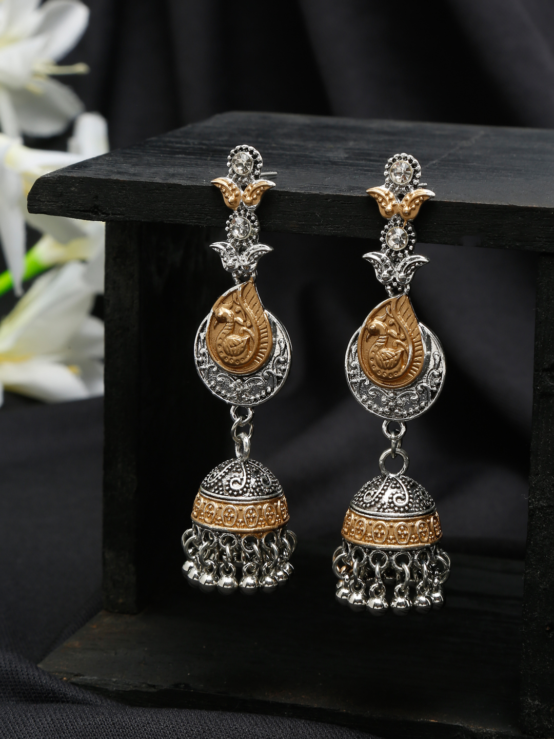 YouBella Jewellery Oxidised Silver Jhumka/Jhumki Earrings for Girls and Women (Silver) (Style 1)