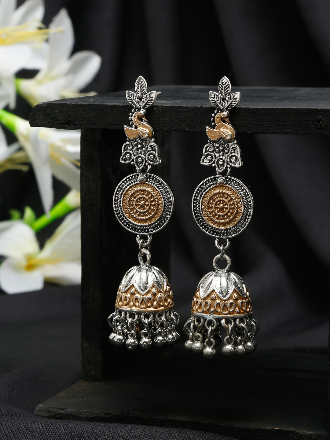YouBella Jewellery Oxidised Silver Jhumka/Jhumki Earrings for Girls and Women (Silver) (Style 2)