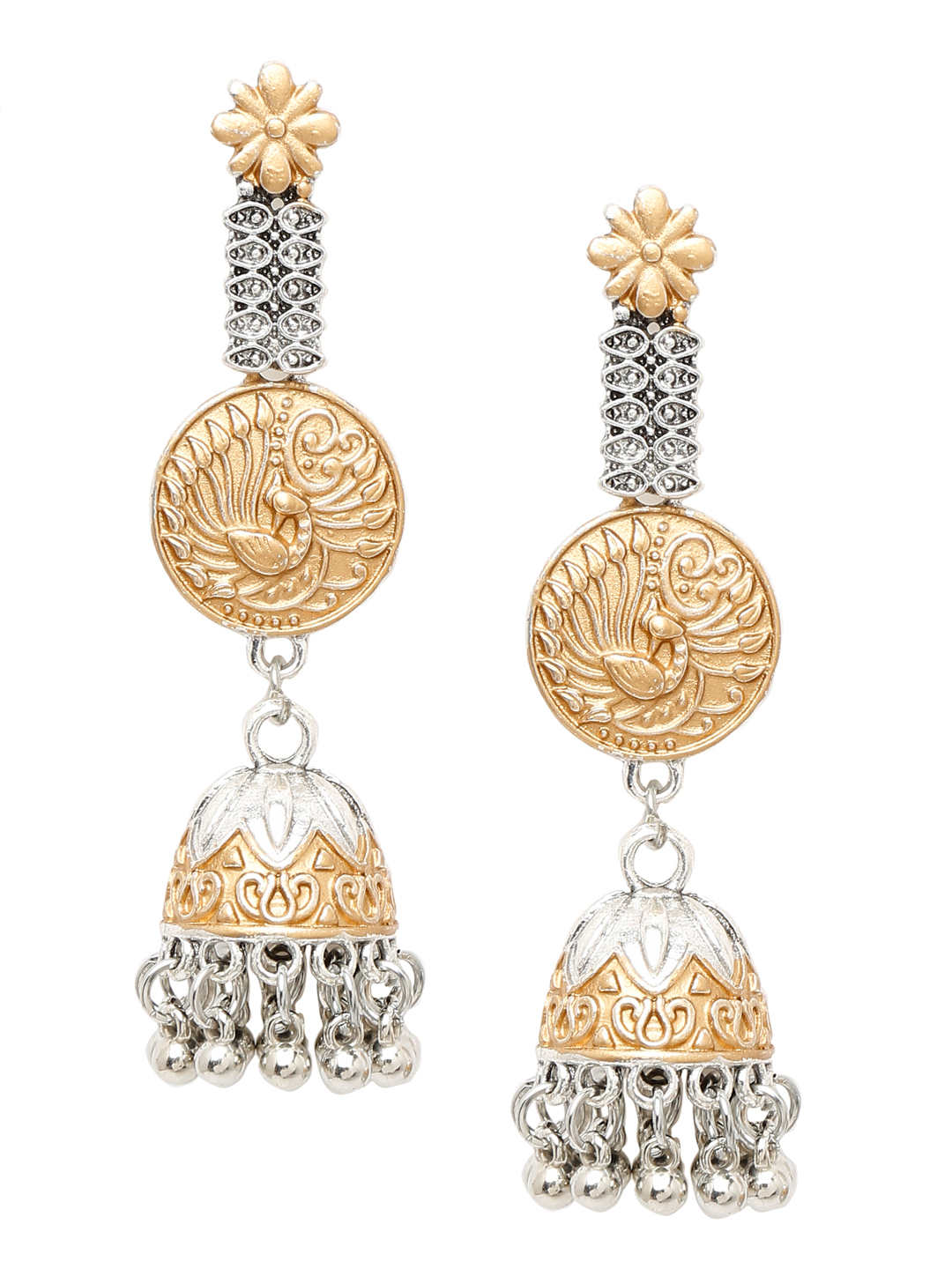 YouBella Jewellery Oxidised Silver Jhumka/Jhumki Earrings for Girls and Women (Silver) (Style 3)