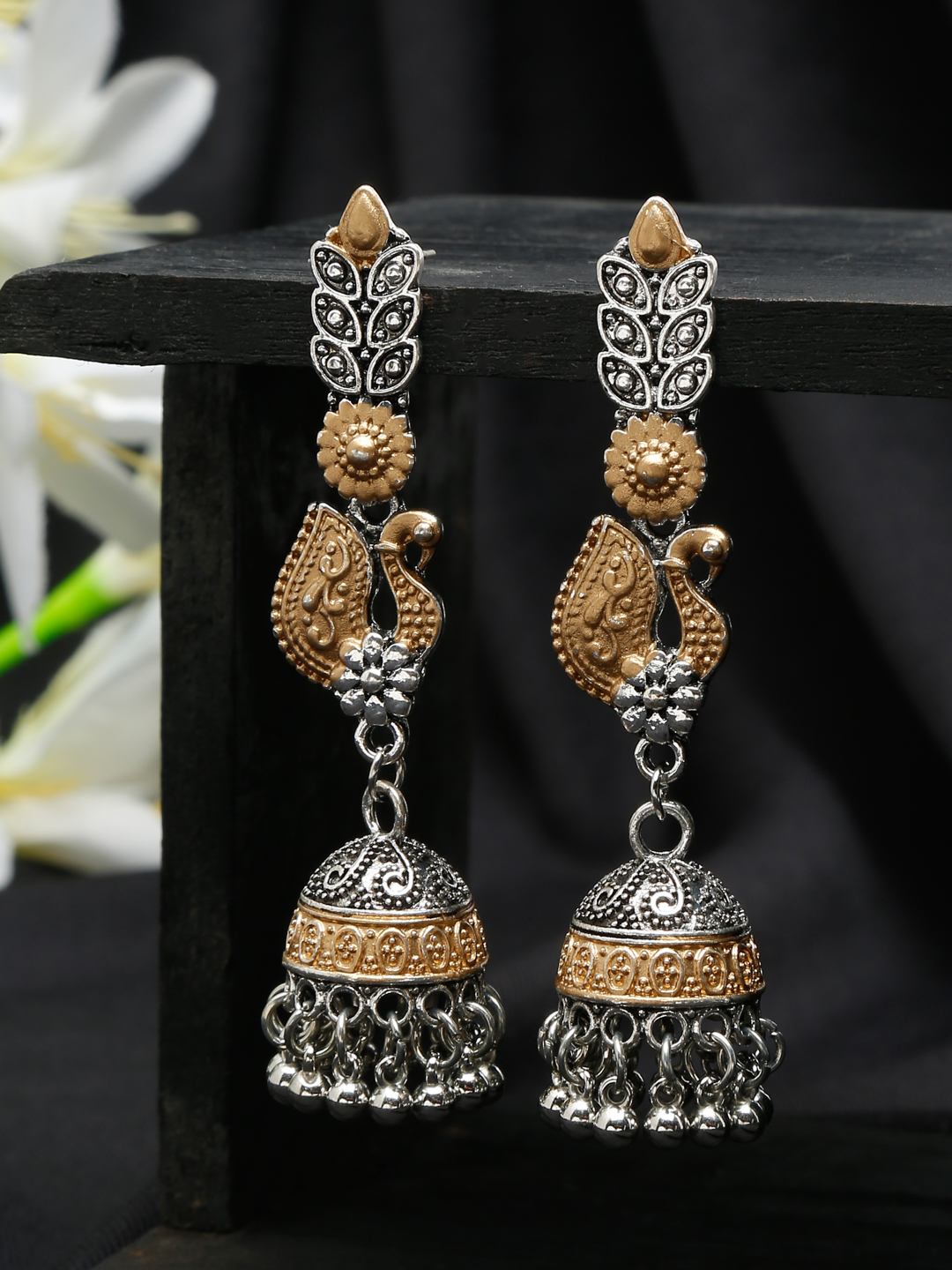 YouBella Jewellery Oxidised Silver Jhumka/Jhumki Earrings for Girls and Women (Silver) (Style 4)