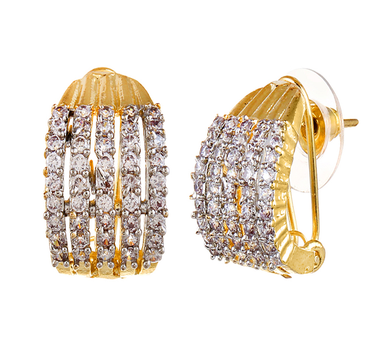 YouBella Stylish Party Wear Jewellery Gold Plated and American Diamond Studs Earrings for Women (Golden)(YBECB_08_FON)