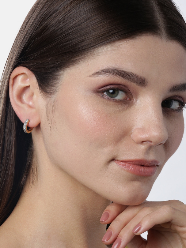 YouBella Set of 3 Gold-Plated Stone-Studded Circular Hoop Earrings