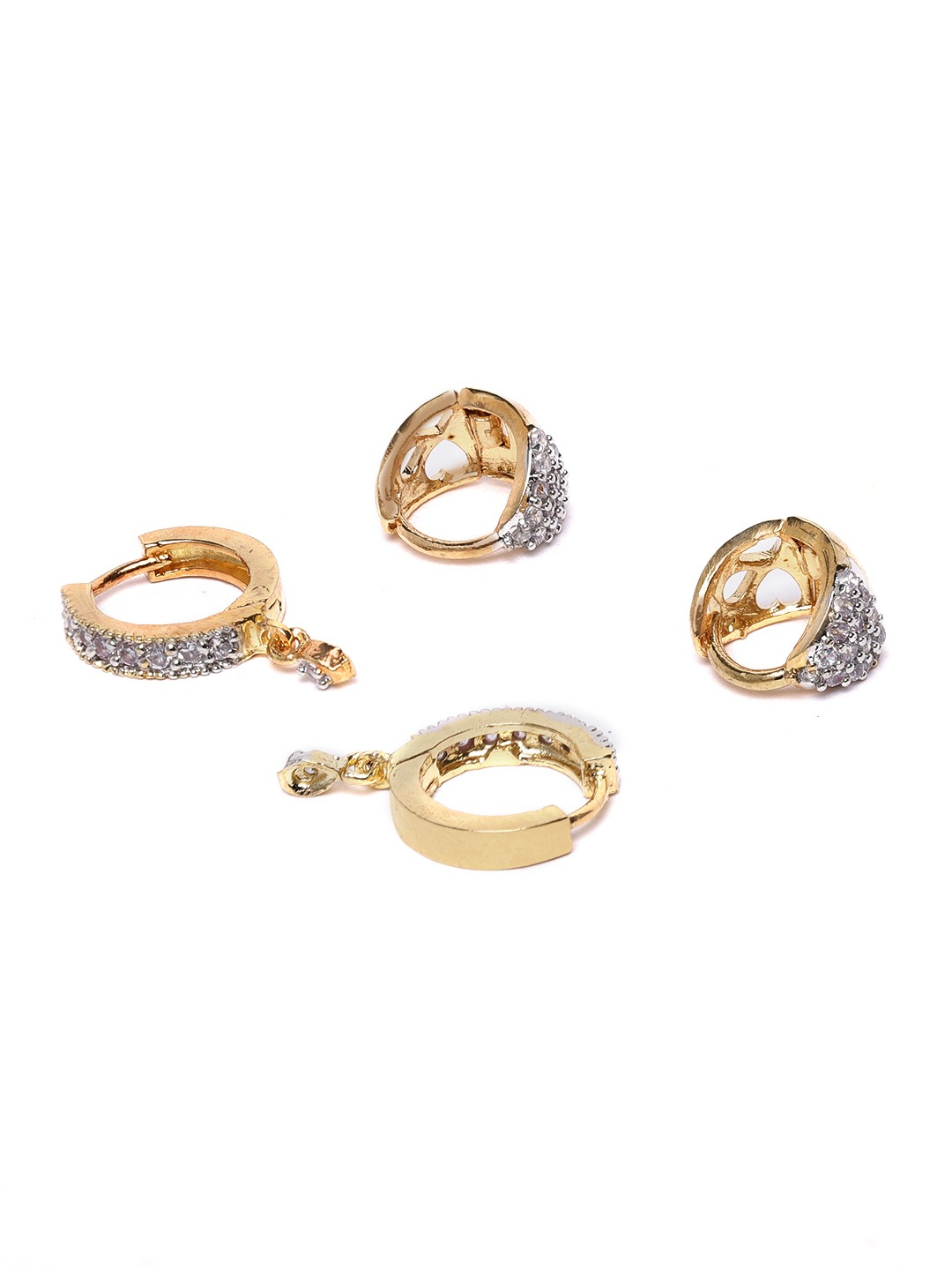 YouBella Set of 2 Gold-Plated Stone-Studded Circular Hoop Earrings