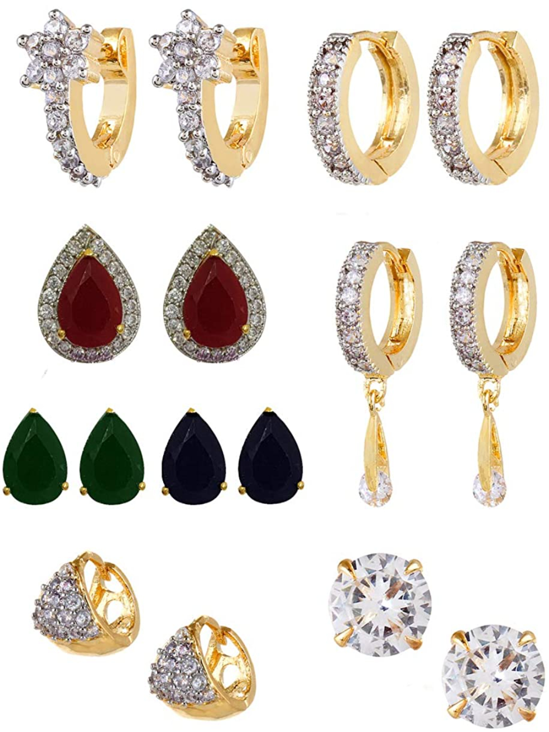 YouBella Combo of Trendy American Diamond Earrings