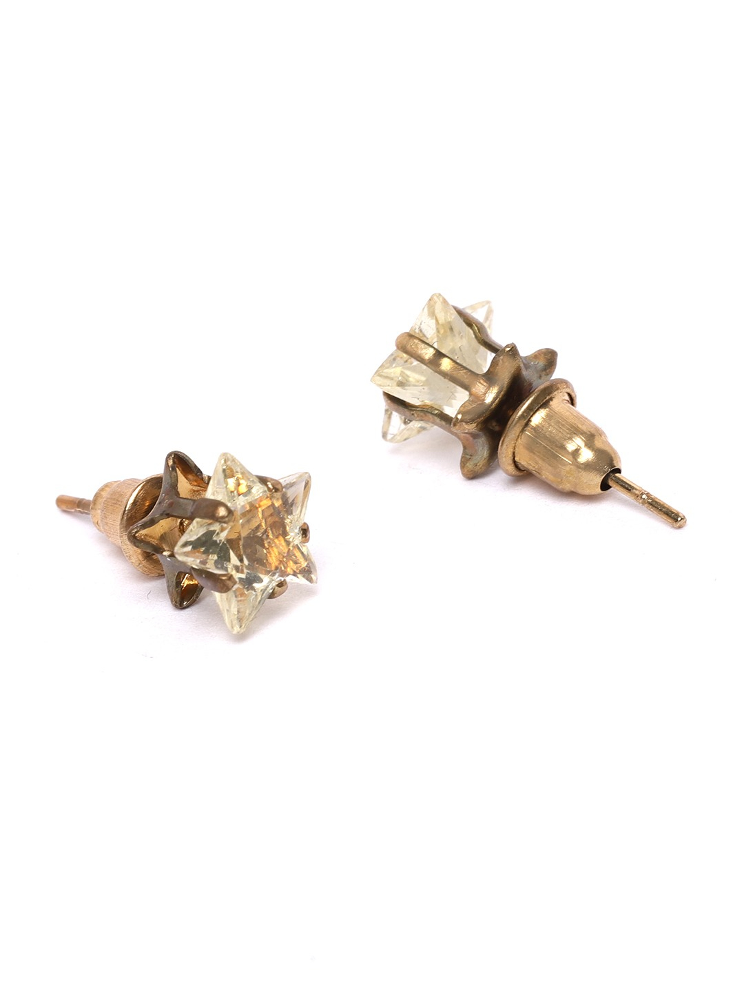 YouBella Set of 4 Gold-Toned Stone-Studded Geometric Studs