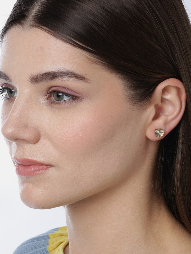 YouBella Set of 4 Gold-Toned Stone-Studded Geometric Studs