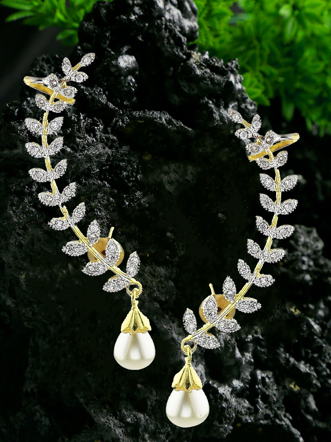 YouBella Stylish Party Wear Jewellery Gold Plated Cuff Earrings for Women (Golden)(YBERC_30A)