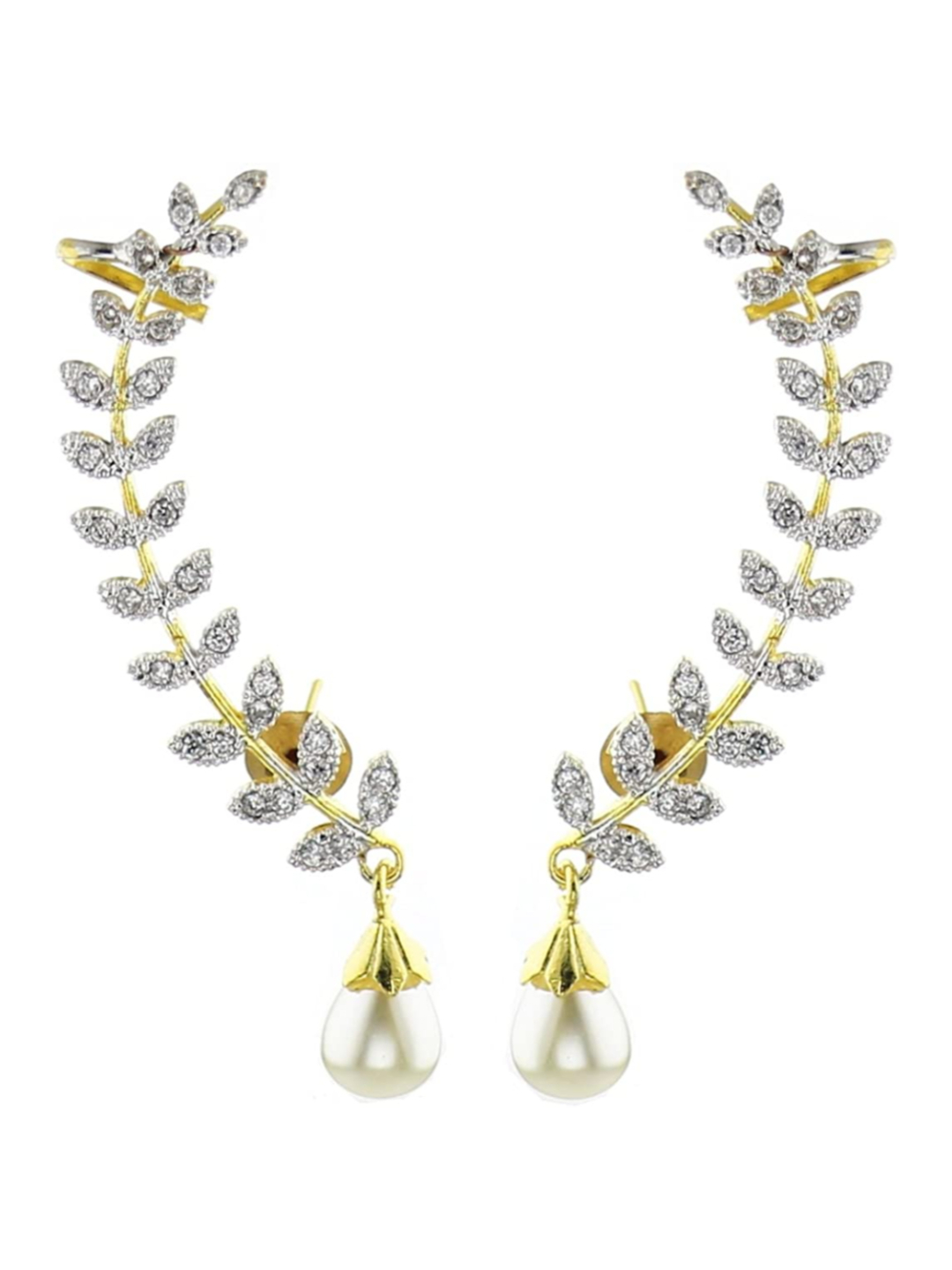 YouBella Stylish Party Wear Jewellery Gold Plated Cuff Earrings for Women (Golden)(YBERC_30A)
