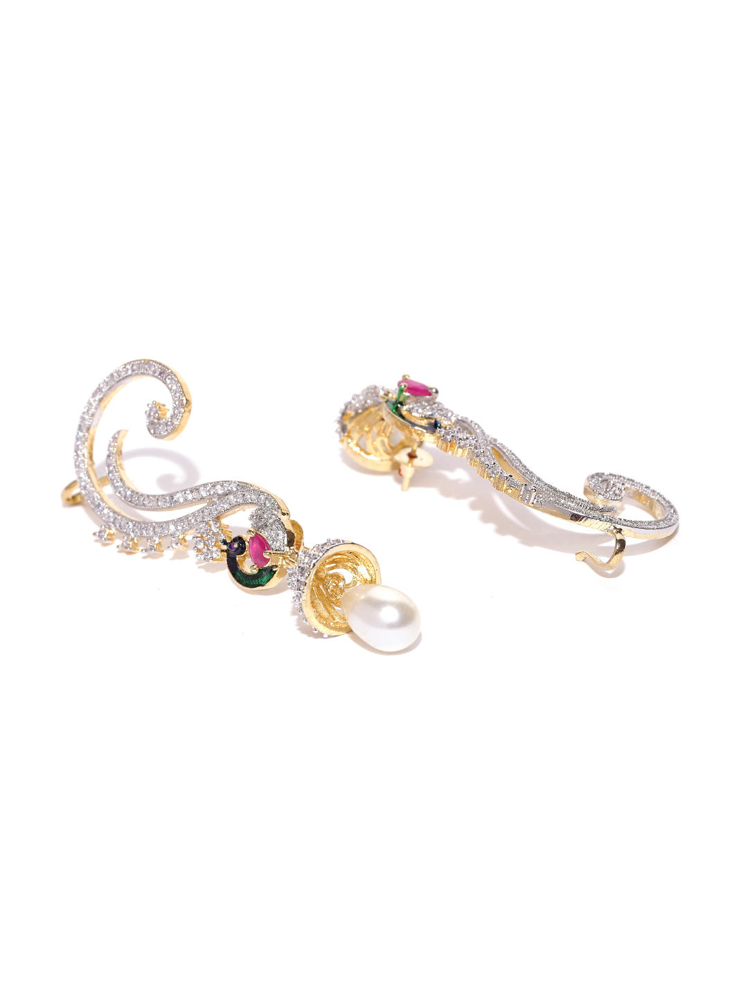YouBella Gold Plated American Diamond Peacock Earcuff