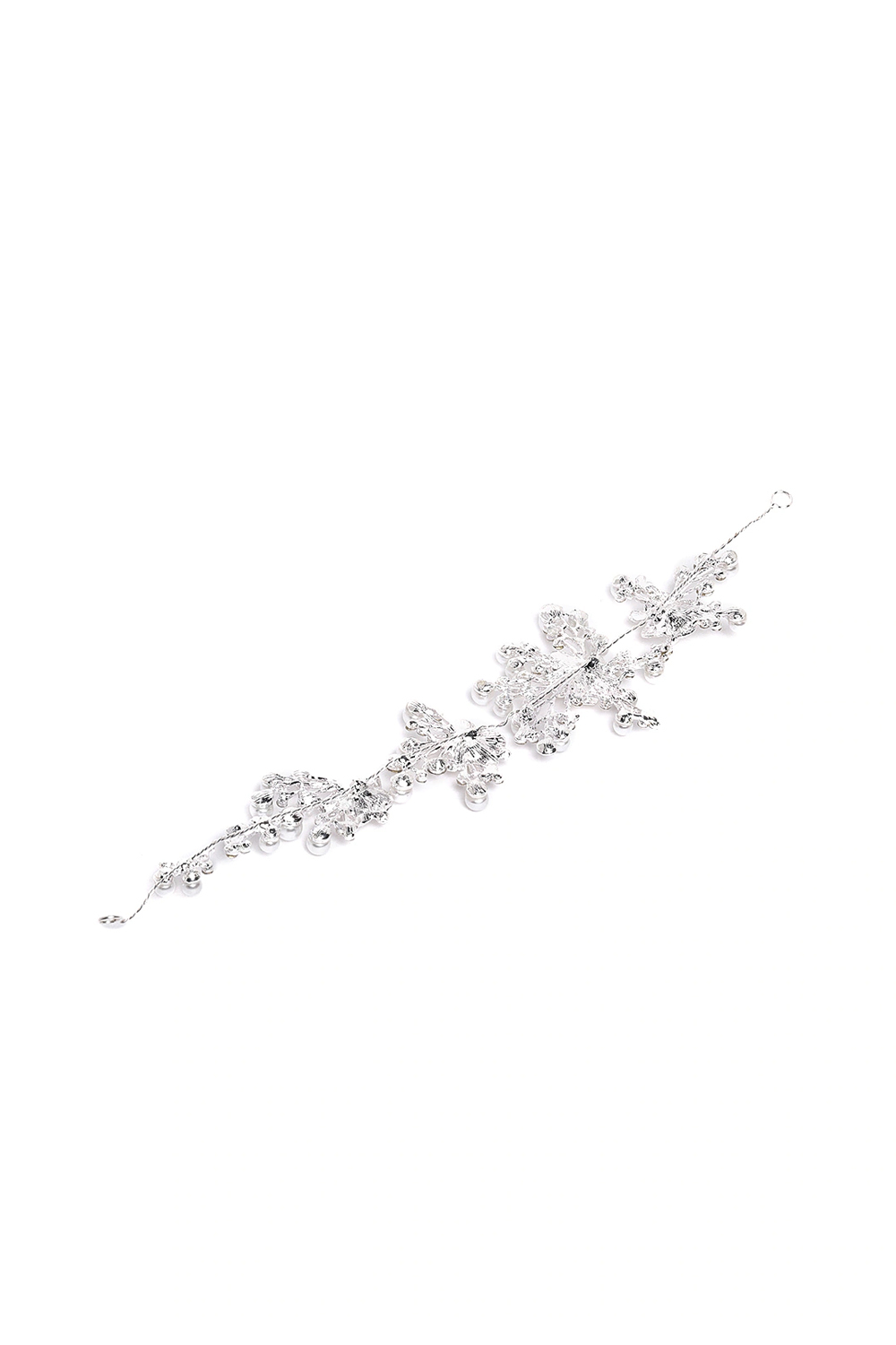 YouBella Silver-Toned  Off-White Embellished Floral Hair Accessory