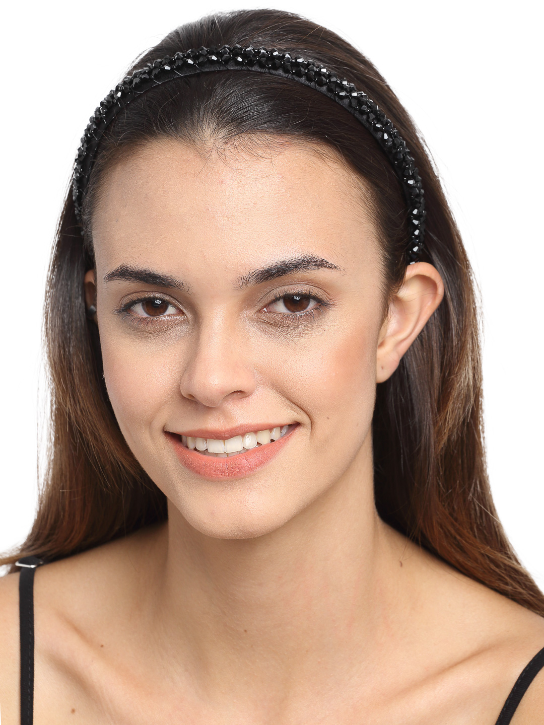 YouBella Hair Jewellery Crystal Studded Knot Shape Hair Band Head Band for Girls and Women (Black)