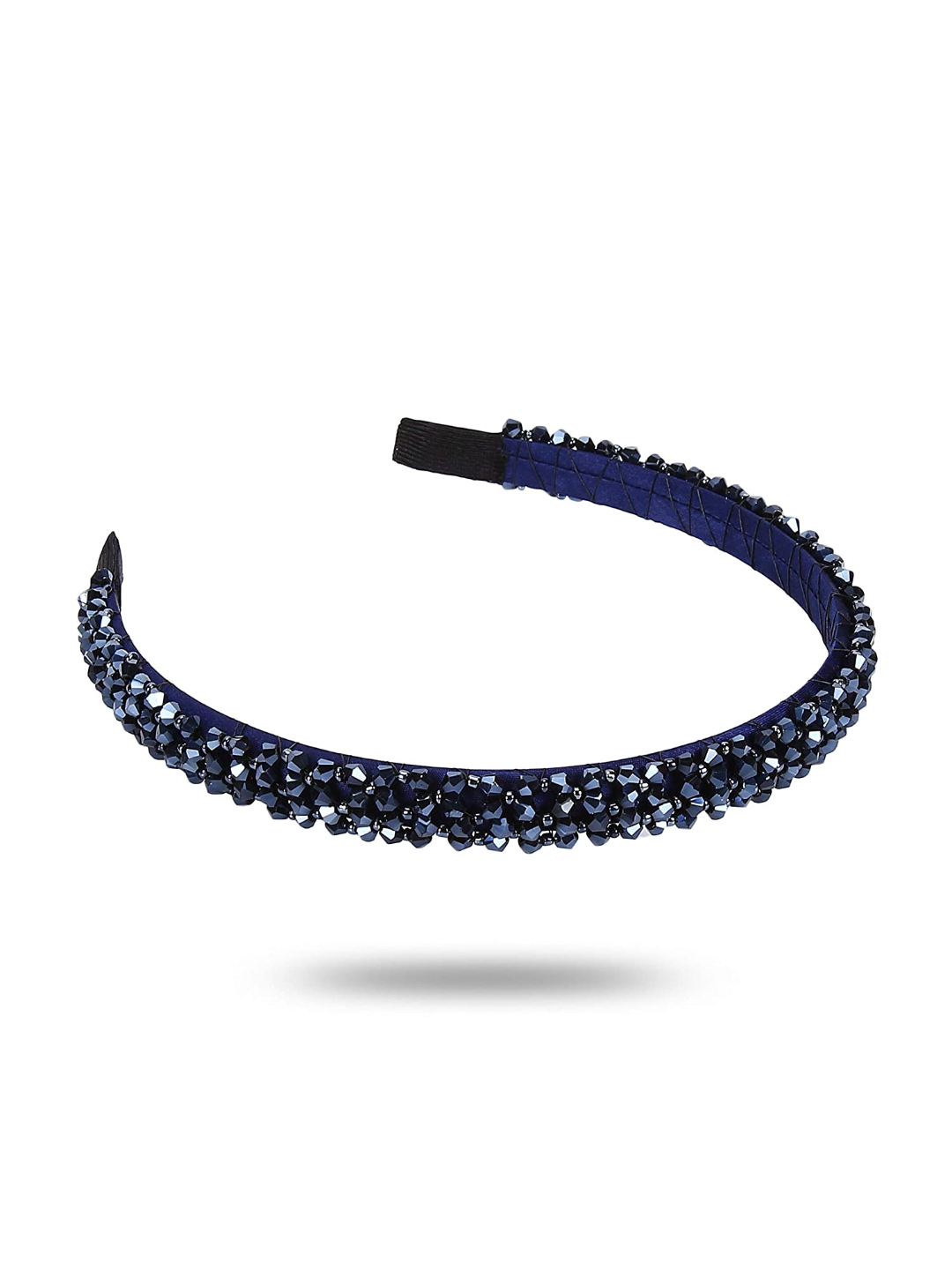 YouBella Hair Jewellery Crystal Studded Knot Shape Hair Band Head Band for Girls and Women (Blue)
