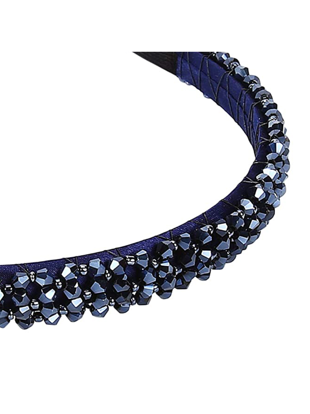 YouBella Hair Jewellery Crystal Studded Knot Shape Hair Band Head Band for Girls and Women (Blue)