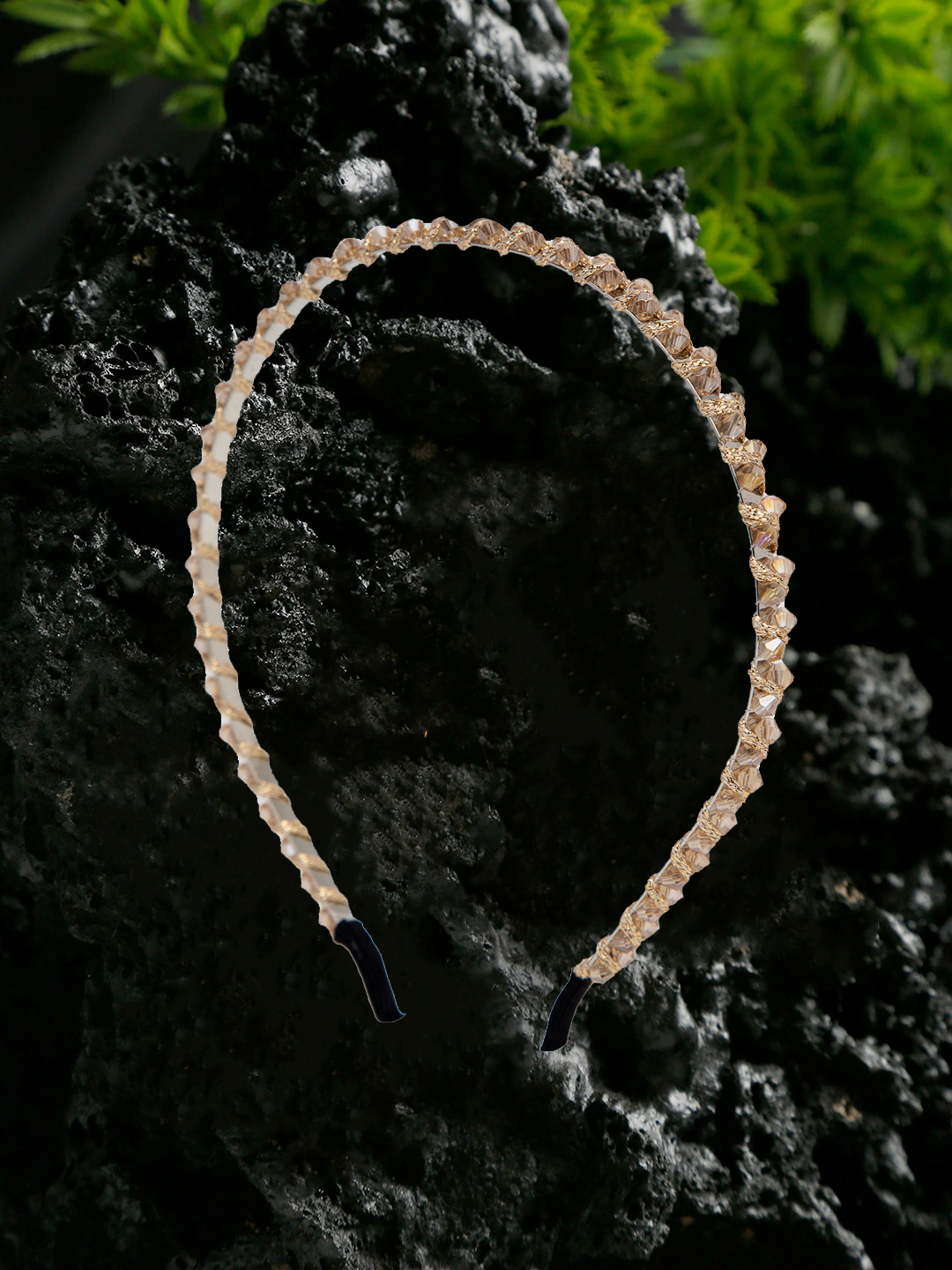 YouBella Hair Jewellery Crystal Studded Knot Shape Hair Band Head Band for Girls and Women (Brown)