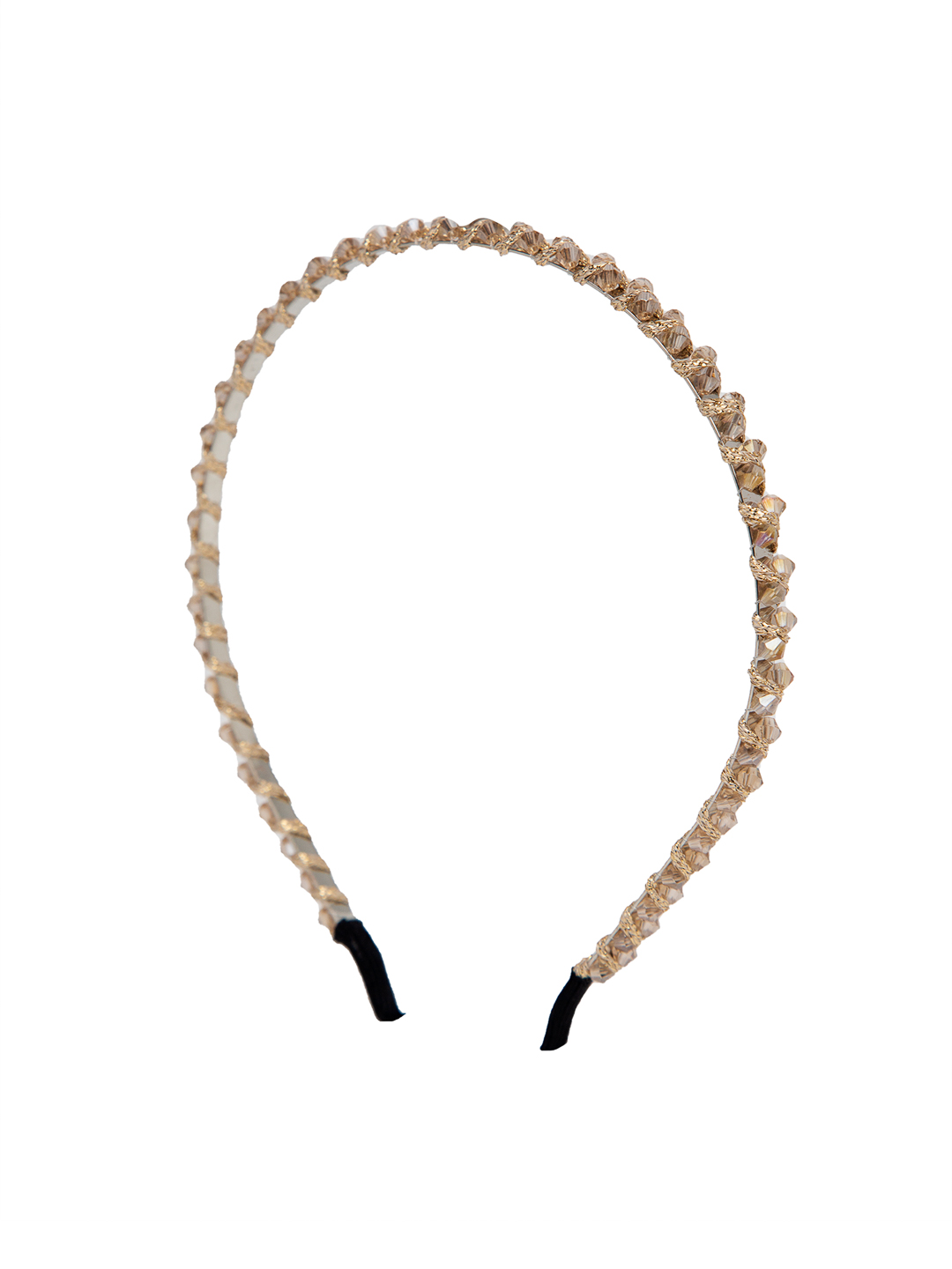 YouBella Hair Jewellery Crystal Studded Knot Shape Hair Band Head Band for Girls and Women (Brown)