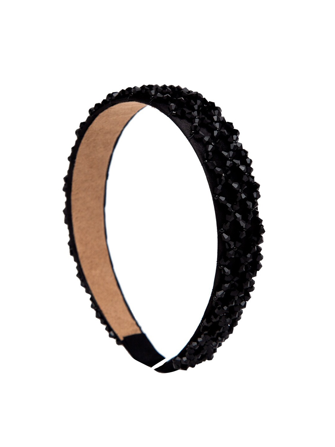 YouBella Hair Jewellery Crystal Studded Knot Shape Hair Band Head Band for Girls and Women (Black)