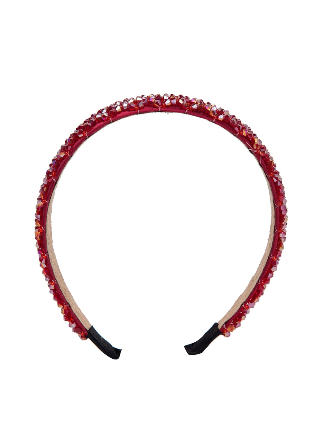 YouBella Hair Jewellery Crystal Studded Knot Shape Hair Band Head Band for Girls and Women (Red)