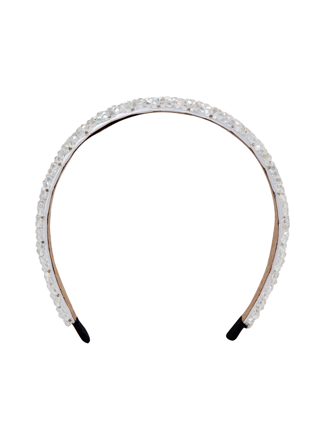 YouBella Hair Jewellery Crystal Studded Knot Shape Hair Band Head Band for Girls and Women (White)