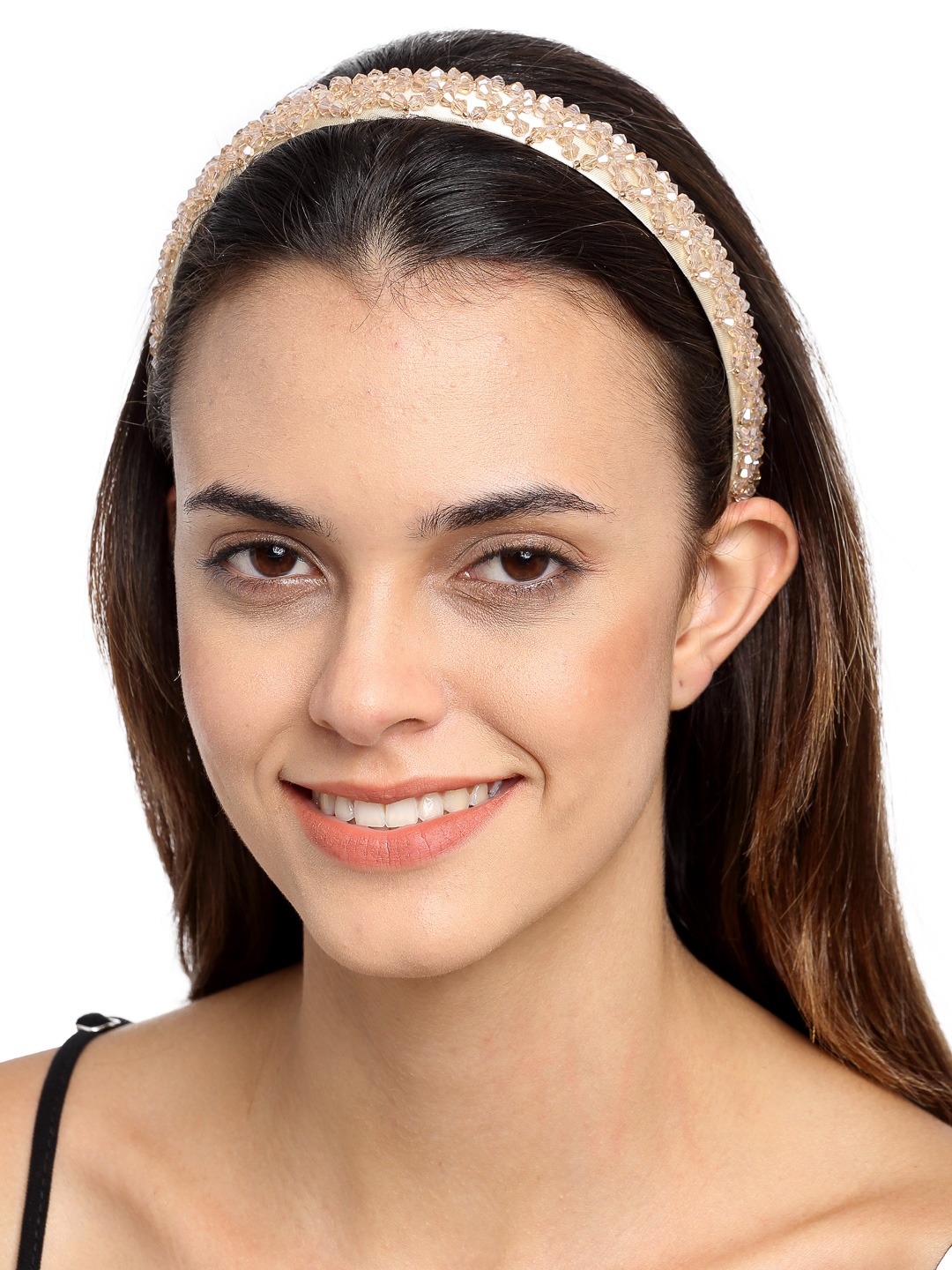 YouBella Hair Jewellery Crystal Studded Knot Shape Hair Band Head Band for Girls and Women (Brown)