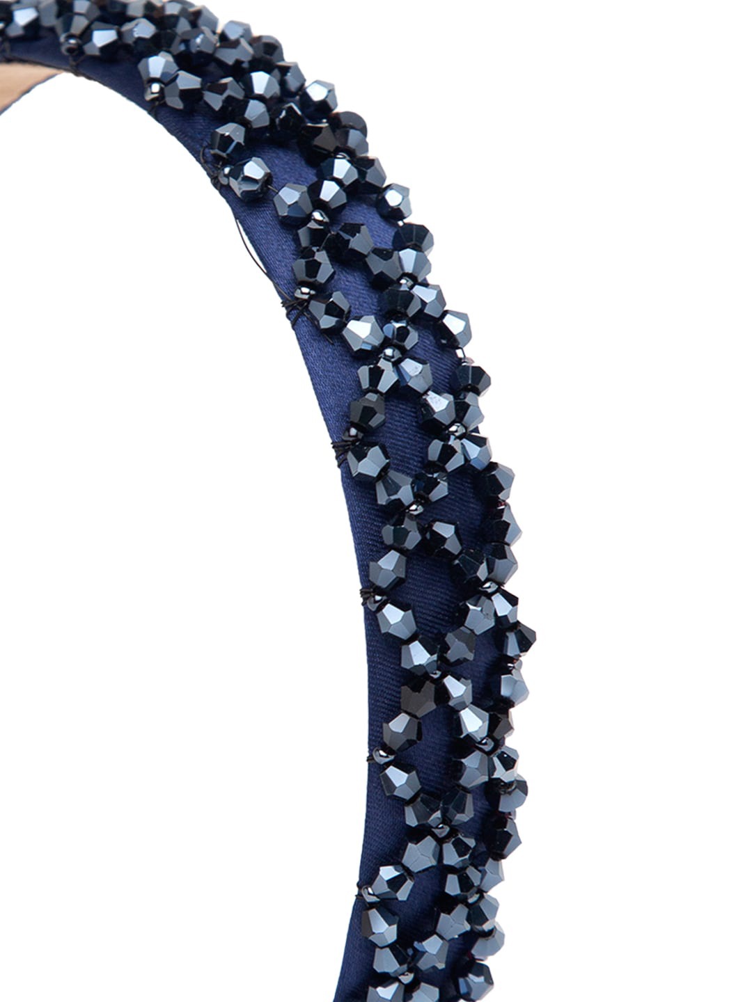 YouBella Hair Jewellery Crystal Studded Knot Shape Hair Band Head Band for Girls and Women (Blue)