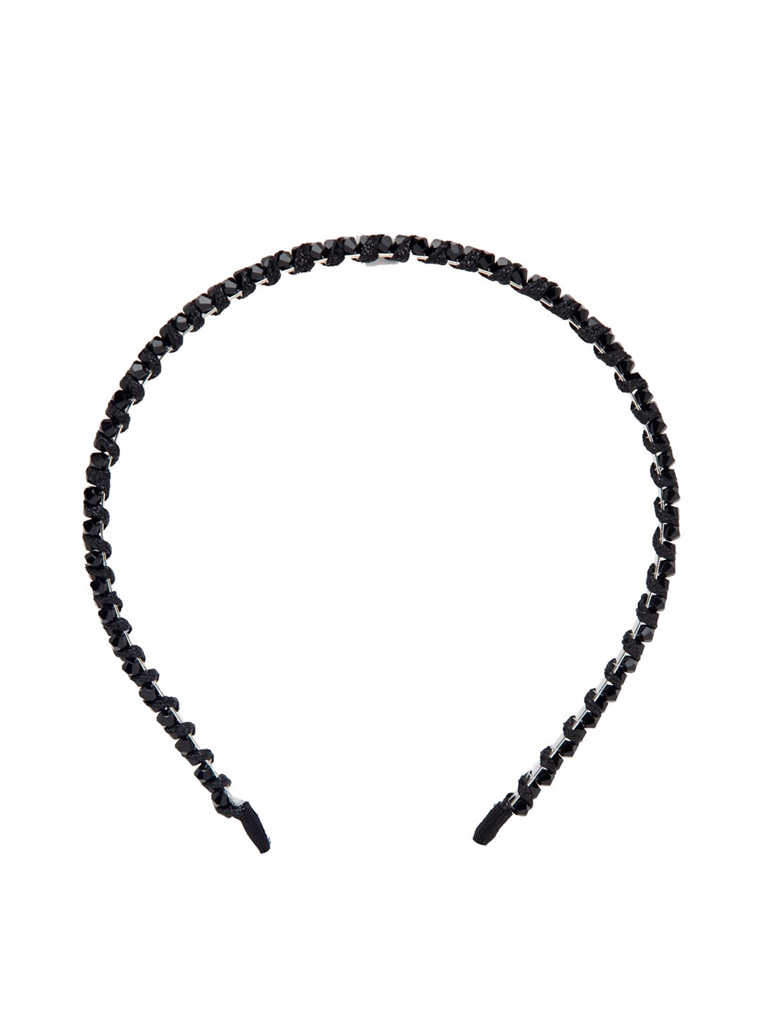 YouBella Hair Jewellery Crystal Studded Knot Shape Hair Band Head Band for Girls and Women (Black)