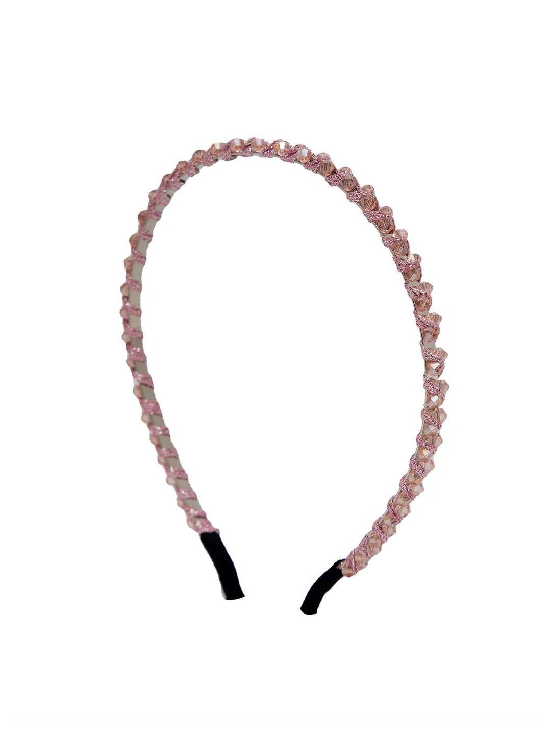YouBella Hair Jewellery Crystal Studded Knot Shape Hair Band Head Band for Girls and Women (Pink)