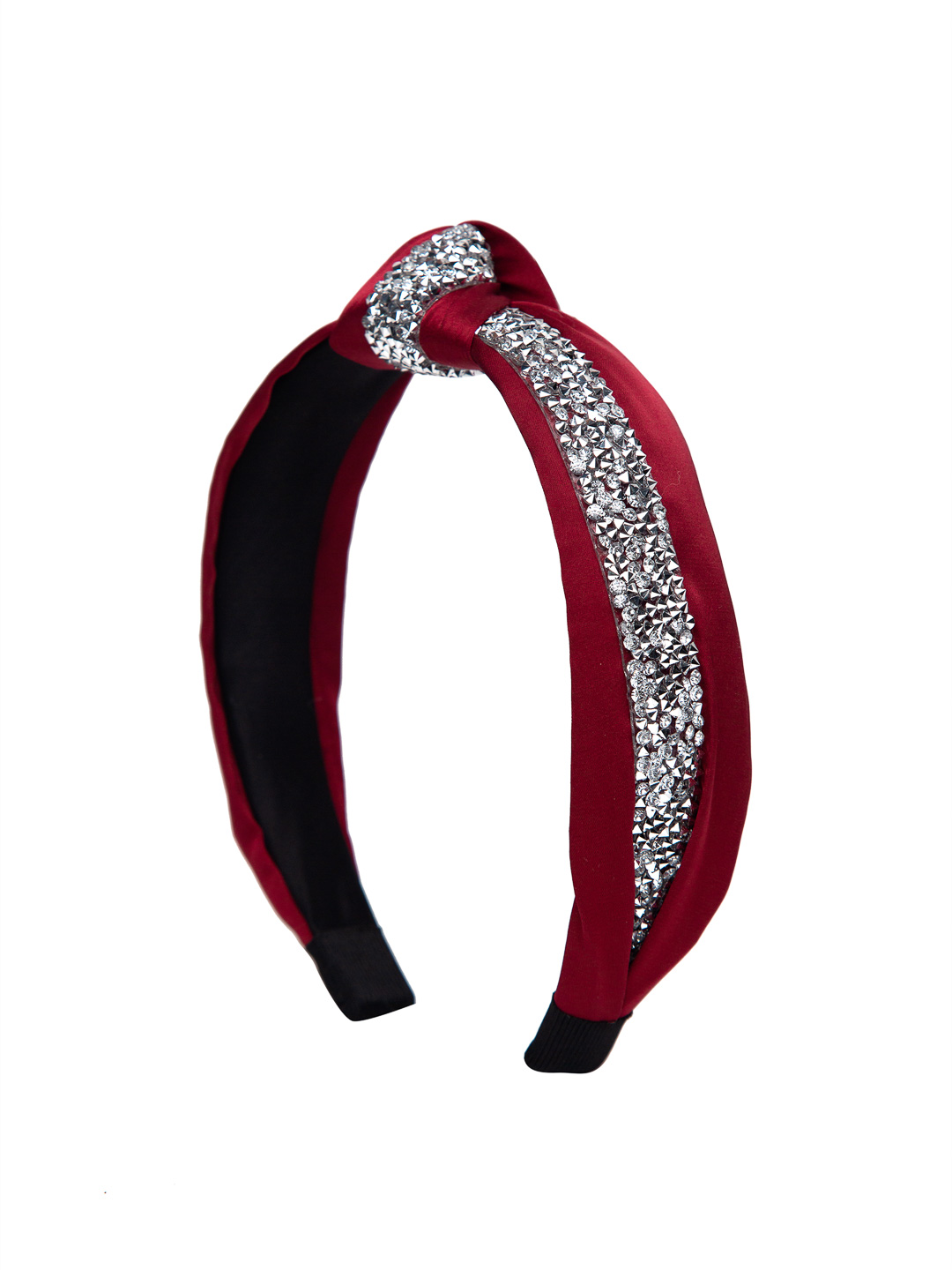 YouBella Hair Jewellery Crystal Studded Knot Shape Hair Band Head Band for Girls and Women (Red)