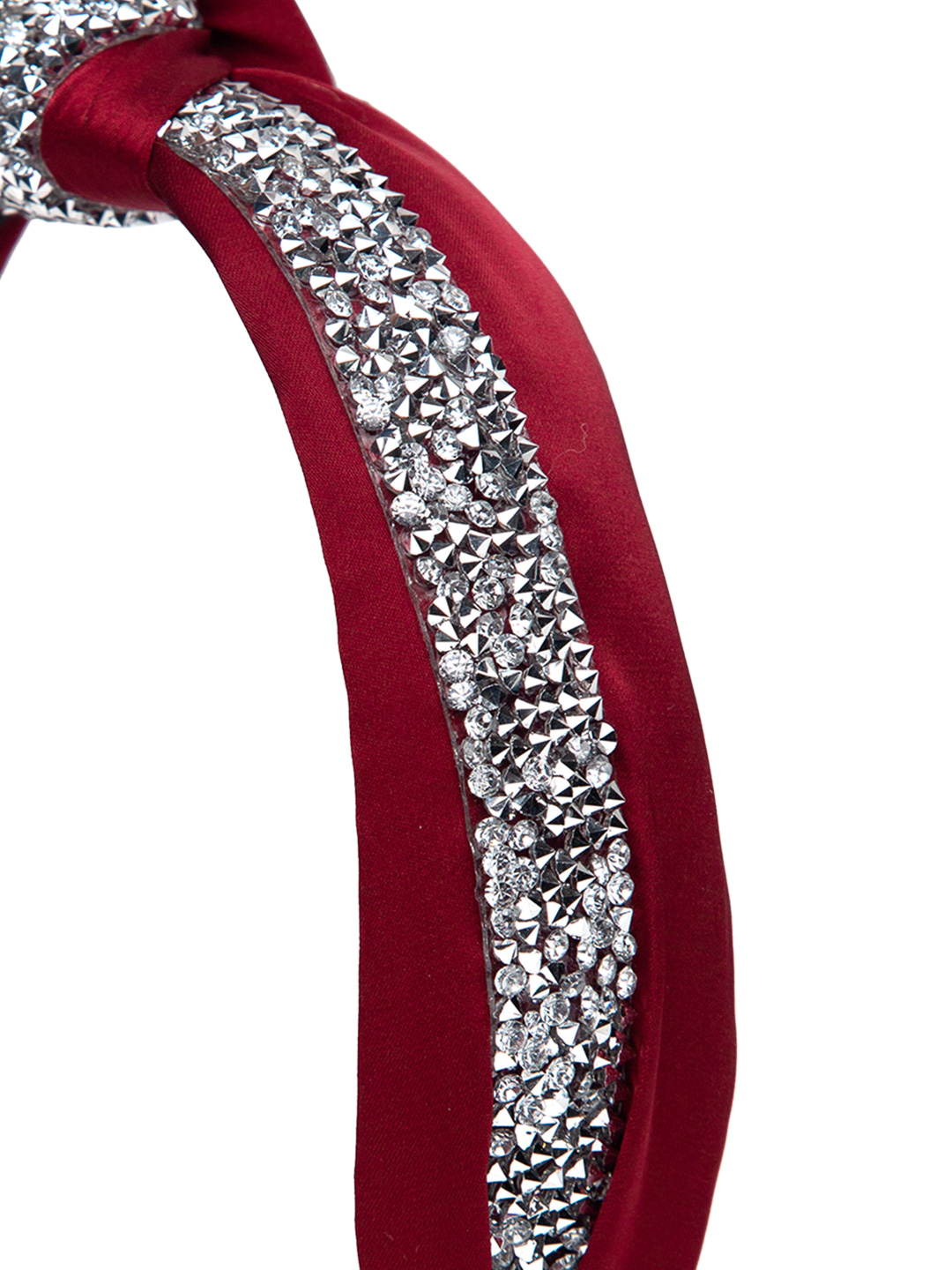 YouBella Hair Jewellery Crystal Studded Knot Shape Hair Band Head Band for Girls and Women (Red)
