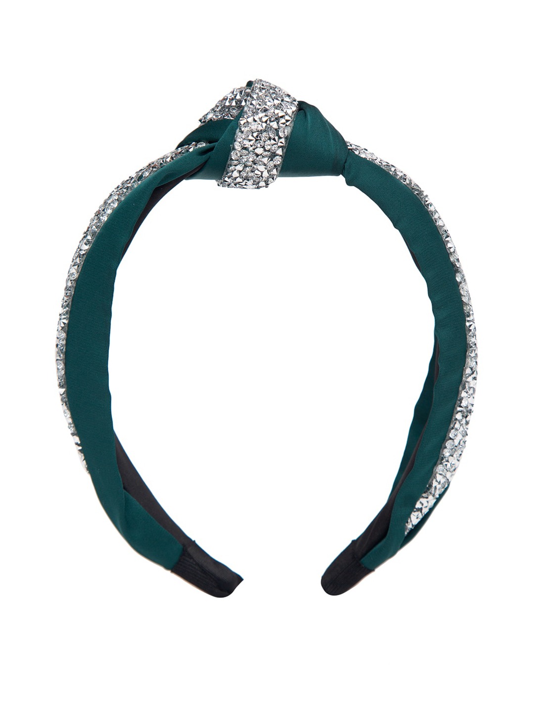 YouBella Hair Jewellery Crystal Studded Knot Shape Hair Band Head Band for Girls and Women (Green)