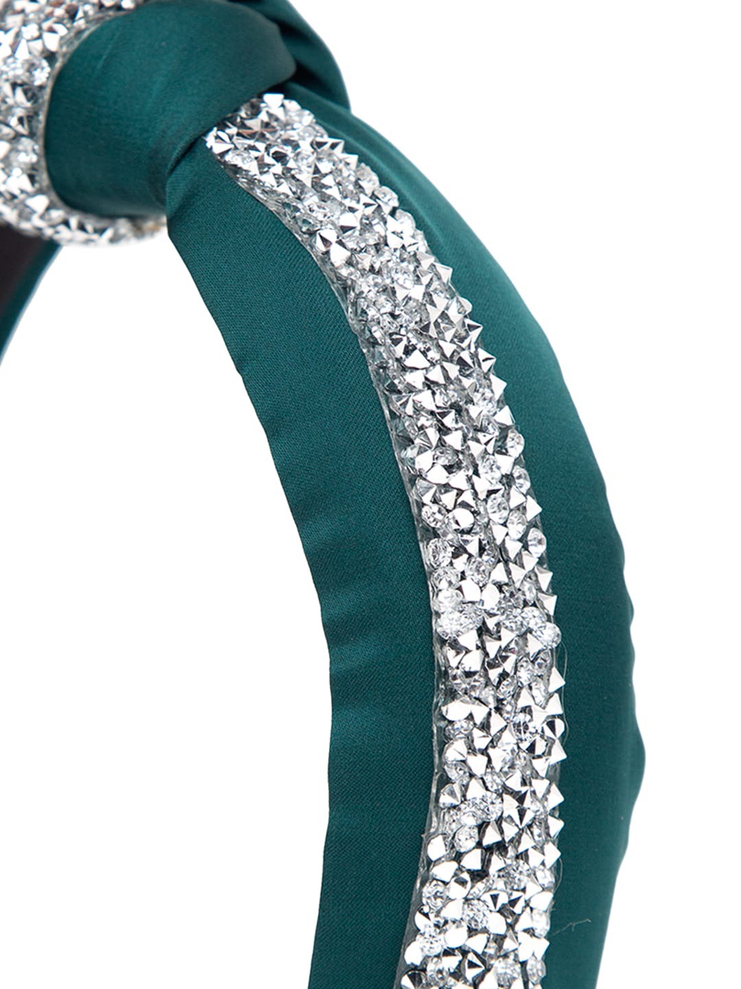YouBella Hair Jewellery Crystal Studded Knot Shape Hair Band Head Band for Girls and Women (Green)
