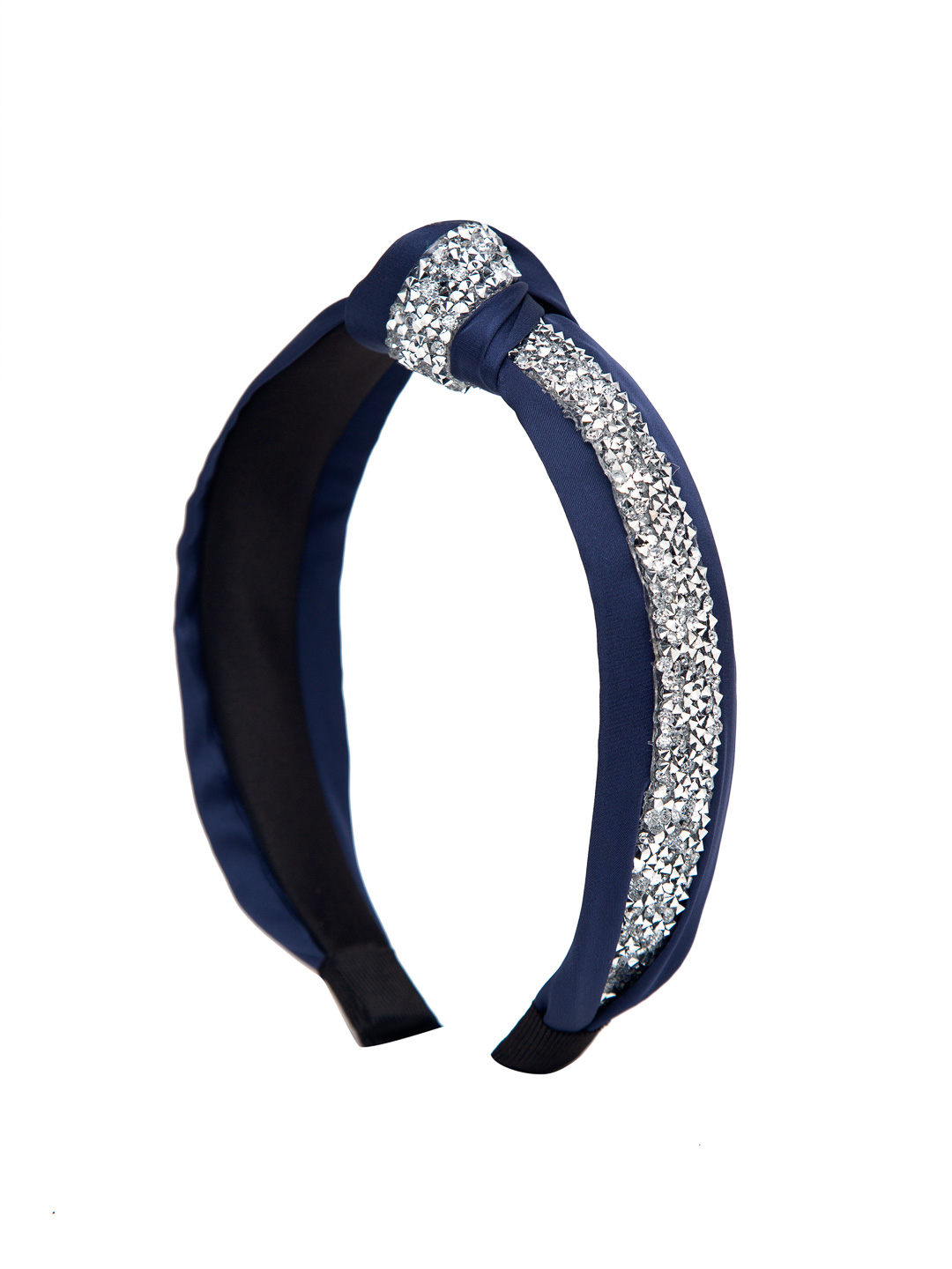 YouBella Hair Jewellery Crystal Studded Knot Shape Hair Band Head Band for Girls and Women (Blue)