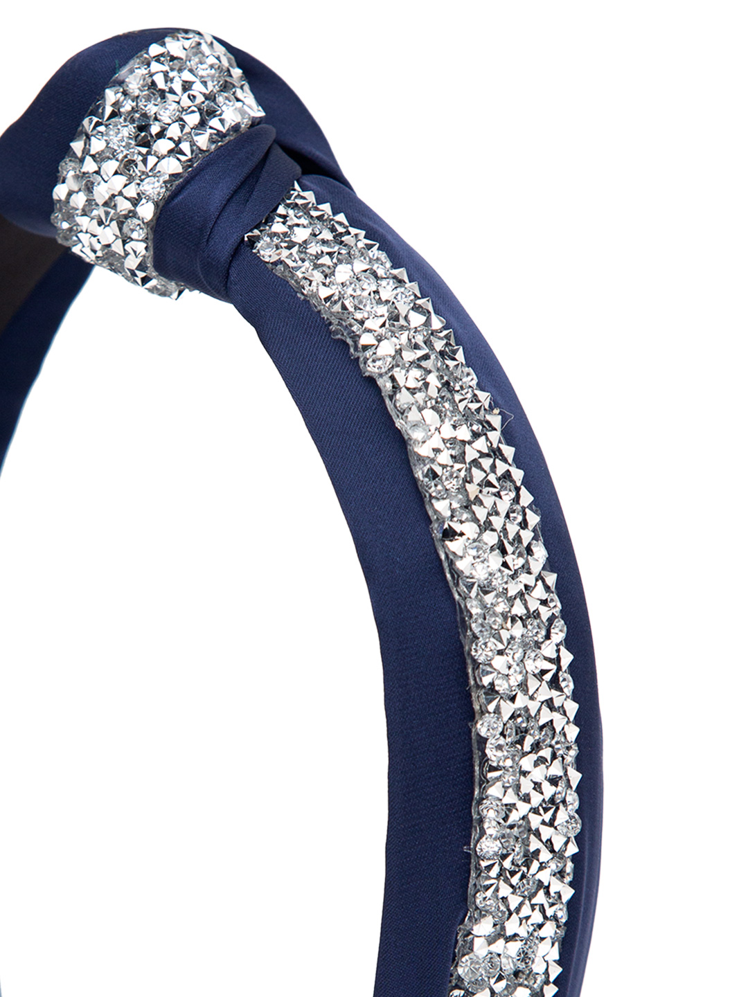 YouBella Hair Jewellery Crystal Studded Knot Shape Hair Band Head Band for Girls and Women (Blue)