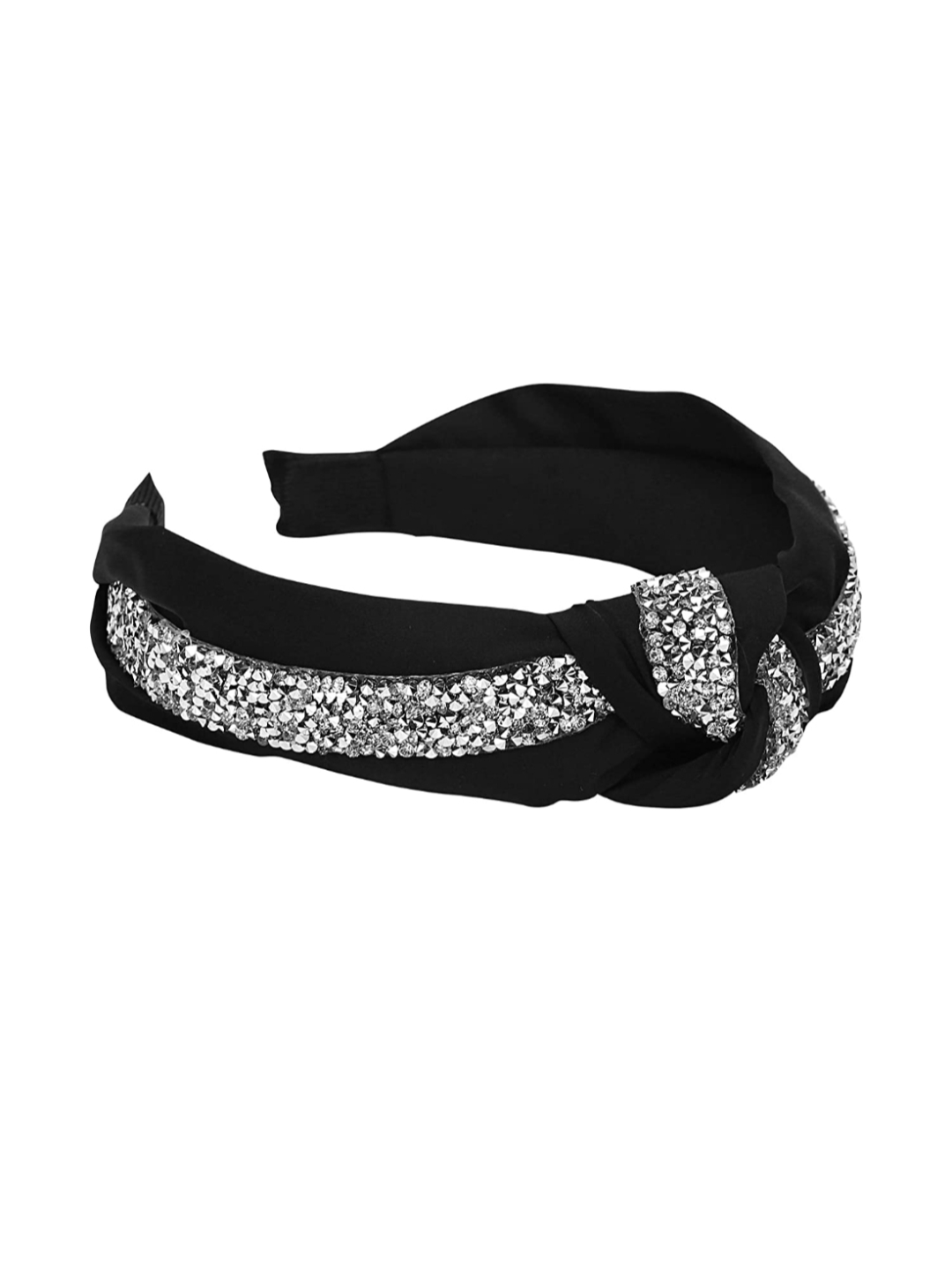 YouBella Hair Jewellery Crystal Studded Knot Shape Hair Band Head Band for Girls and Women (Black)