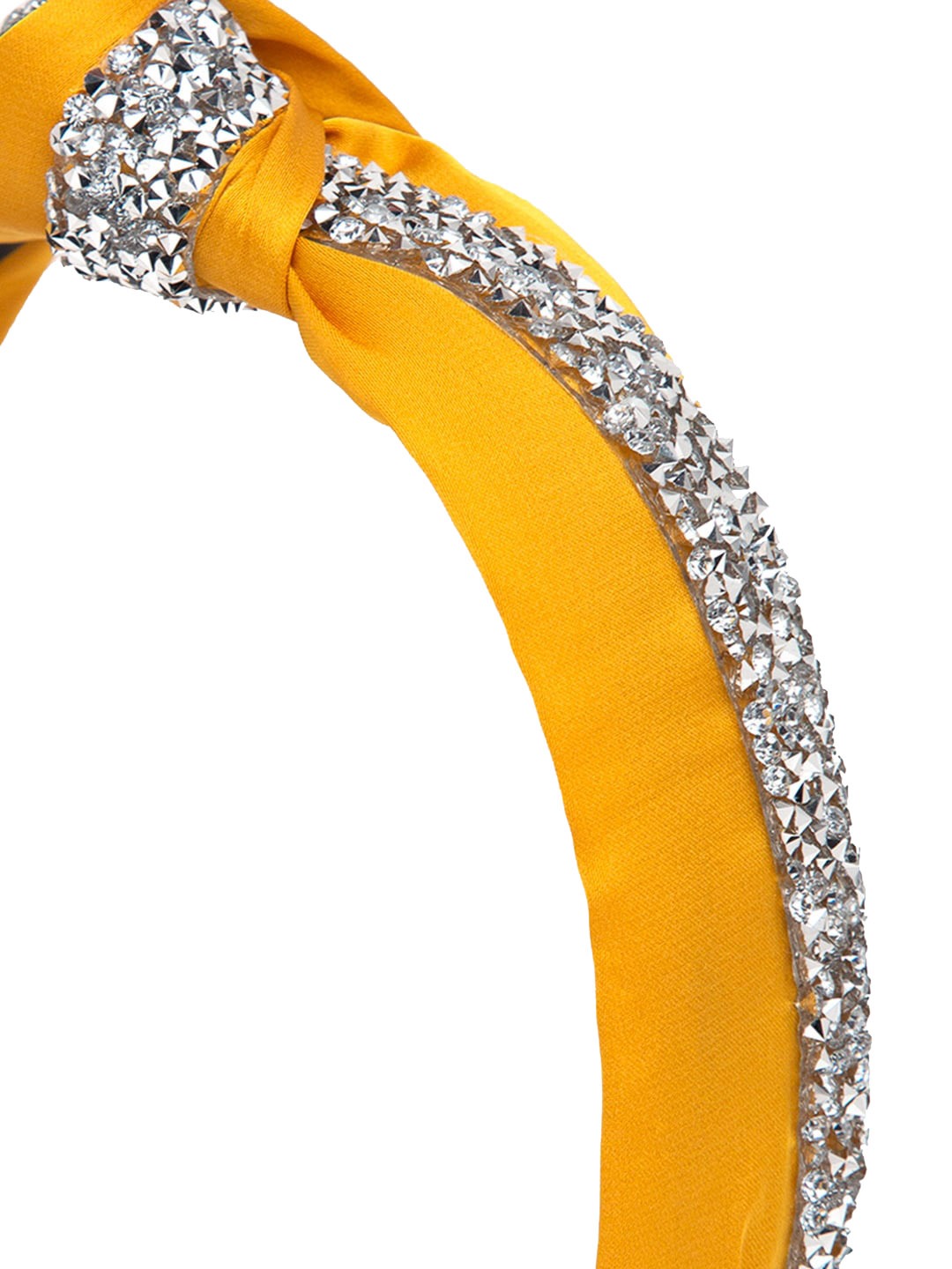 YouBella Hair Jewellery Crystal Studded Knot Shape Hair Band Head Band for Girls and Women (Yellow)