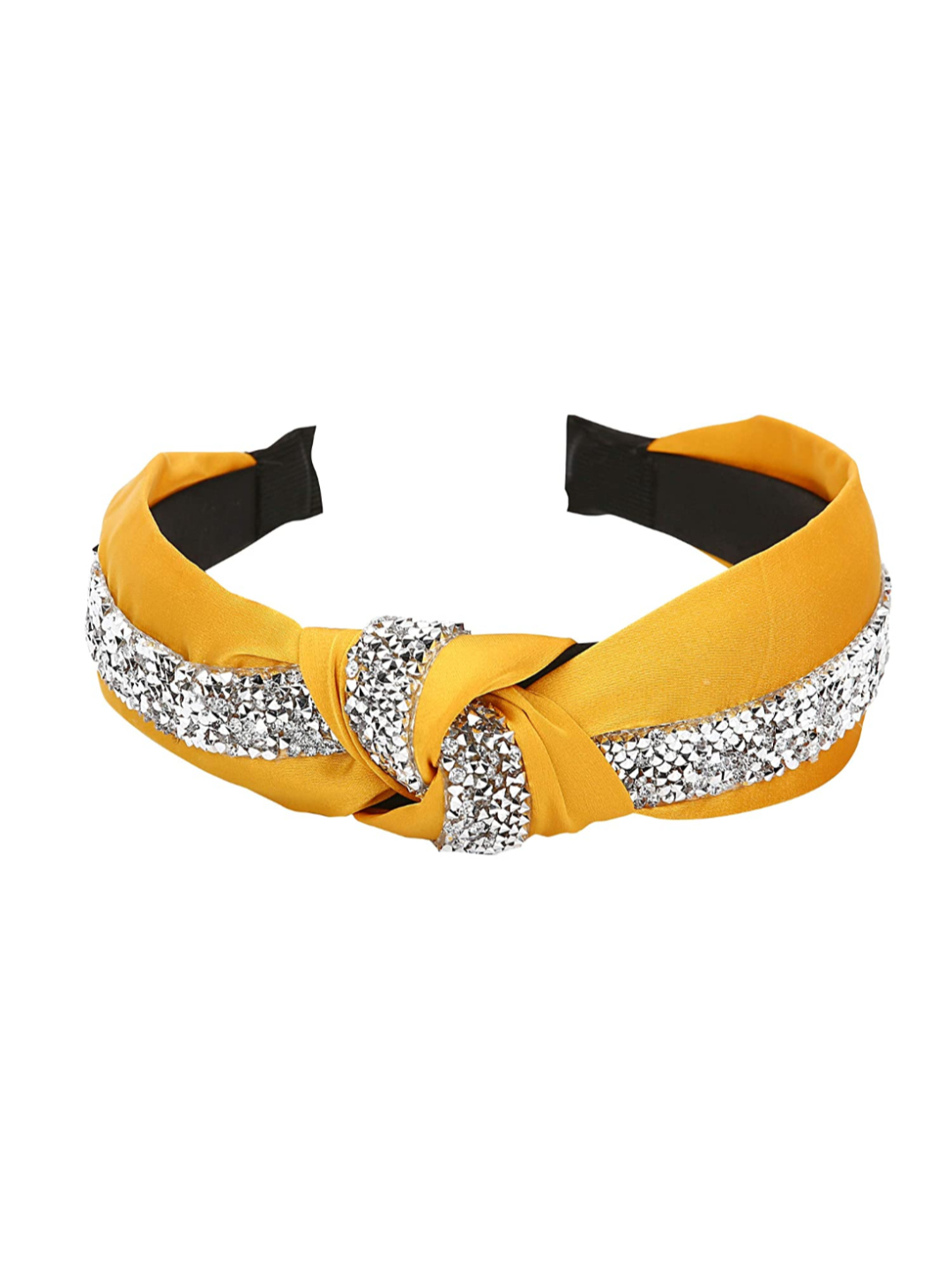 YouBella Hair Jewellery Crystal Studded Knot Shape Hair Band Head Band for Girls and Women (Yellow)