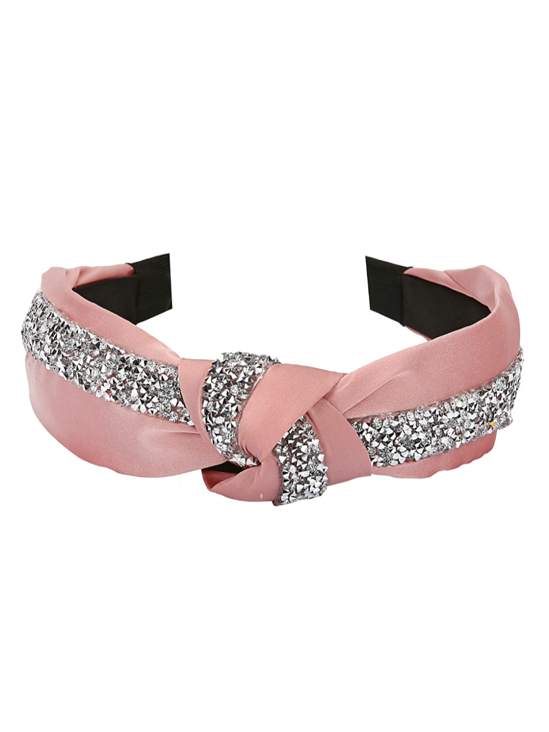 YouBella Hair Jewellery Crystal Studded Knot Shape Hair Band Head Band for Girls and Women (Pink)