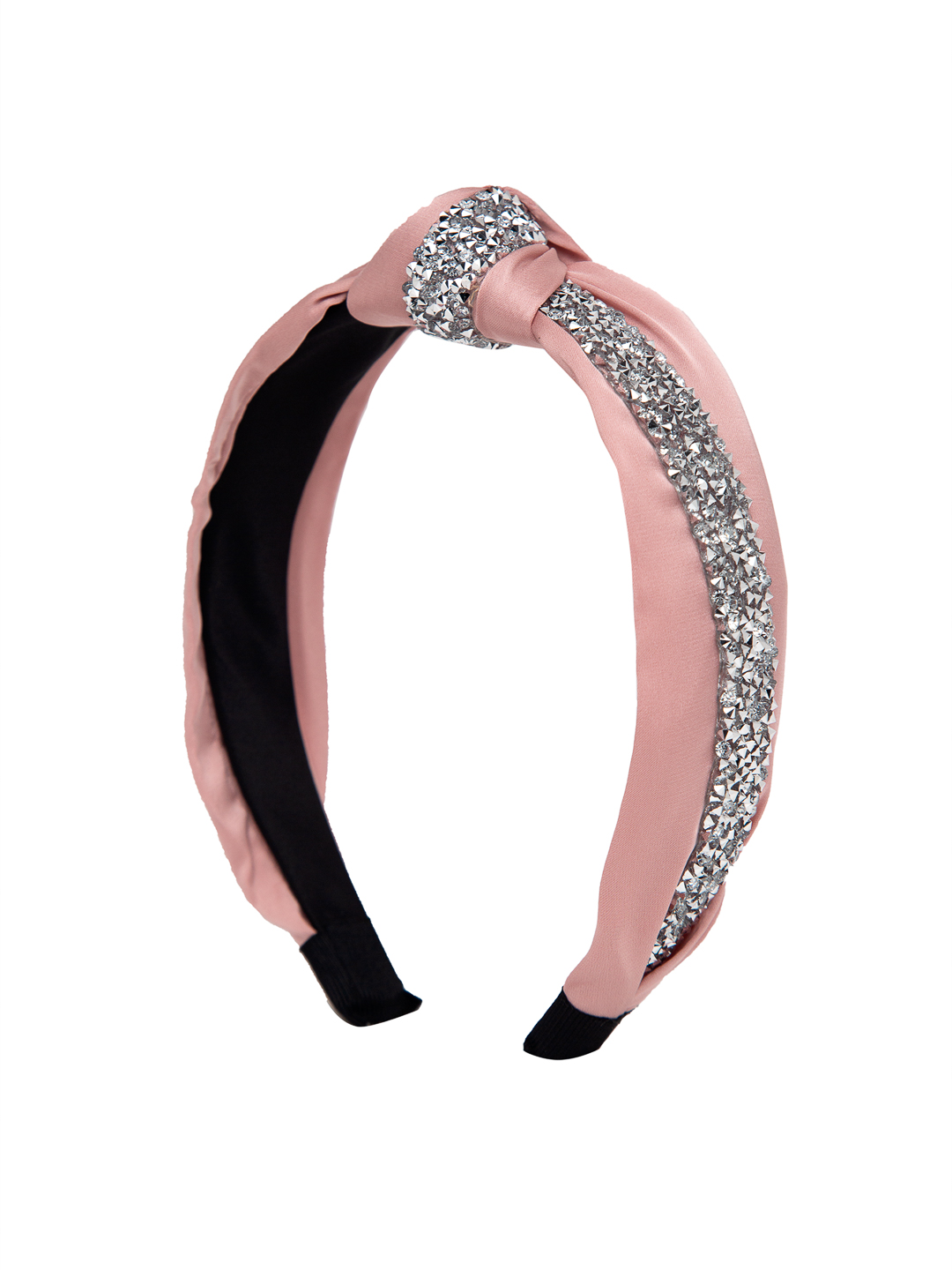 YouBella Hair Jewellery Crystal Studded Knot Shape Hair Band Head Band for Girls and Women (Pink)