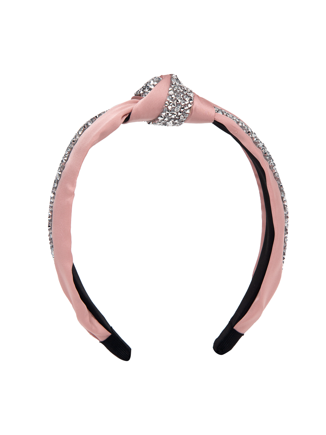 YouBella Hair Jewellery Crystal Studded Knot Shape Hair Band Head Band for Girls and Women (Pink)