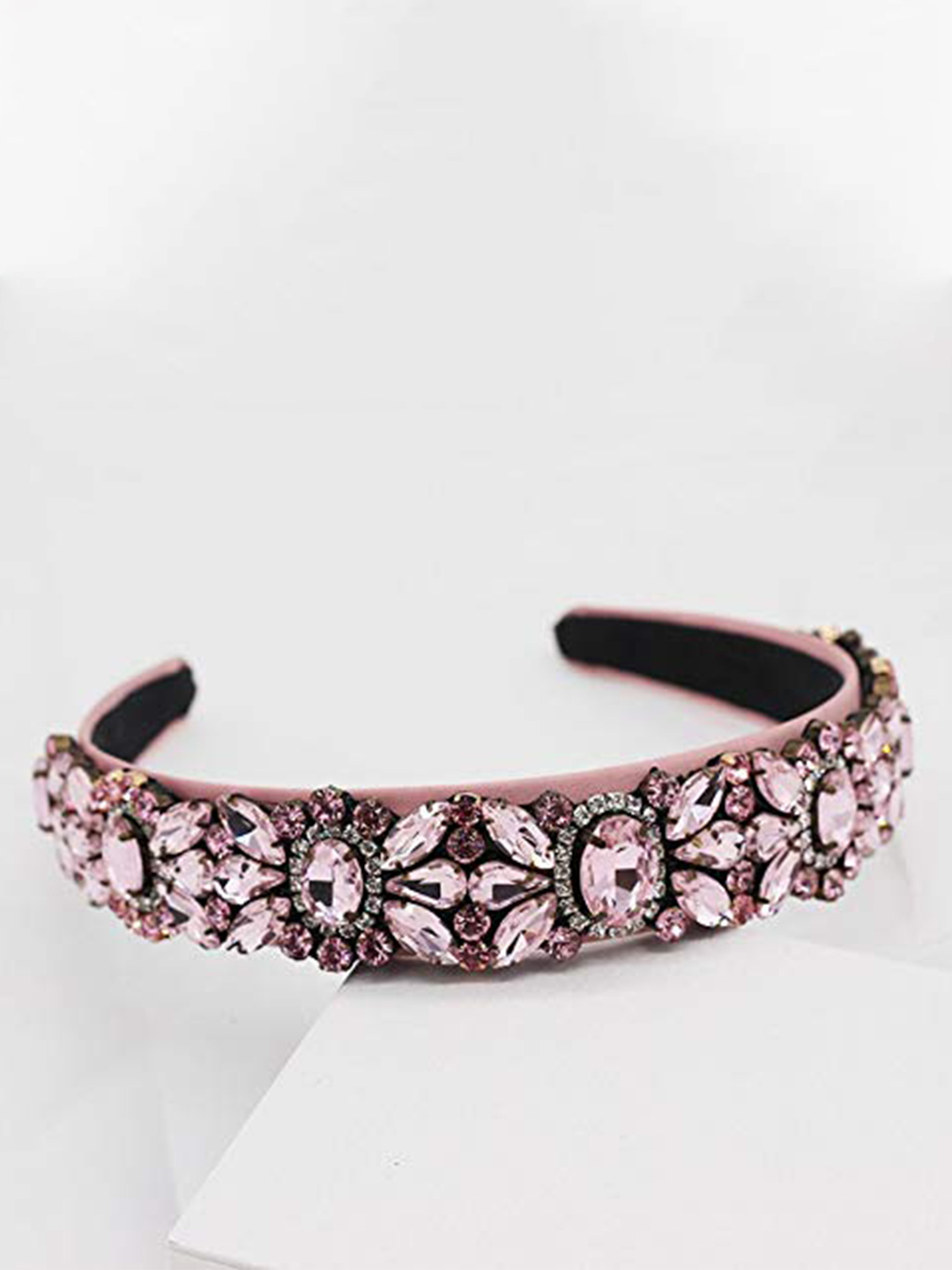 YouBella Hair Jewellery Premium Crystal Studded Hair Band Head Band for Girls and Women (Pink)